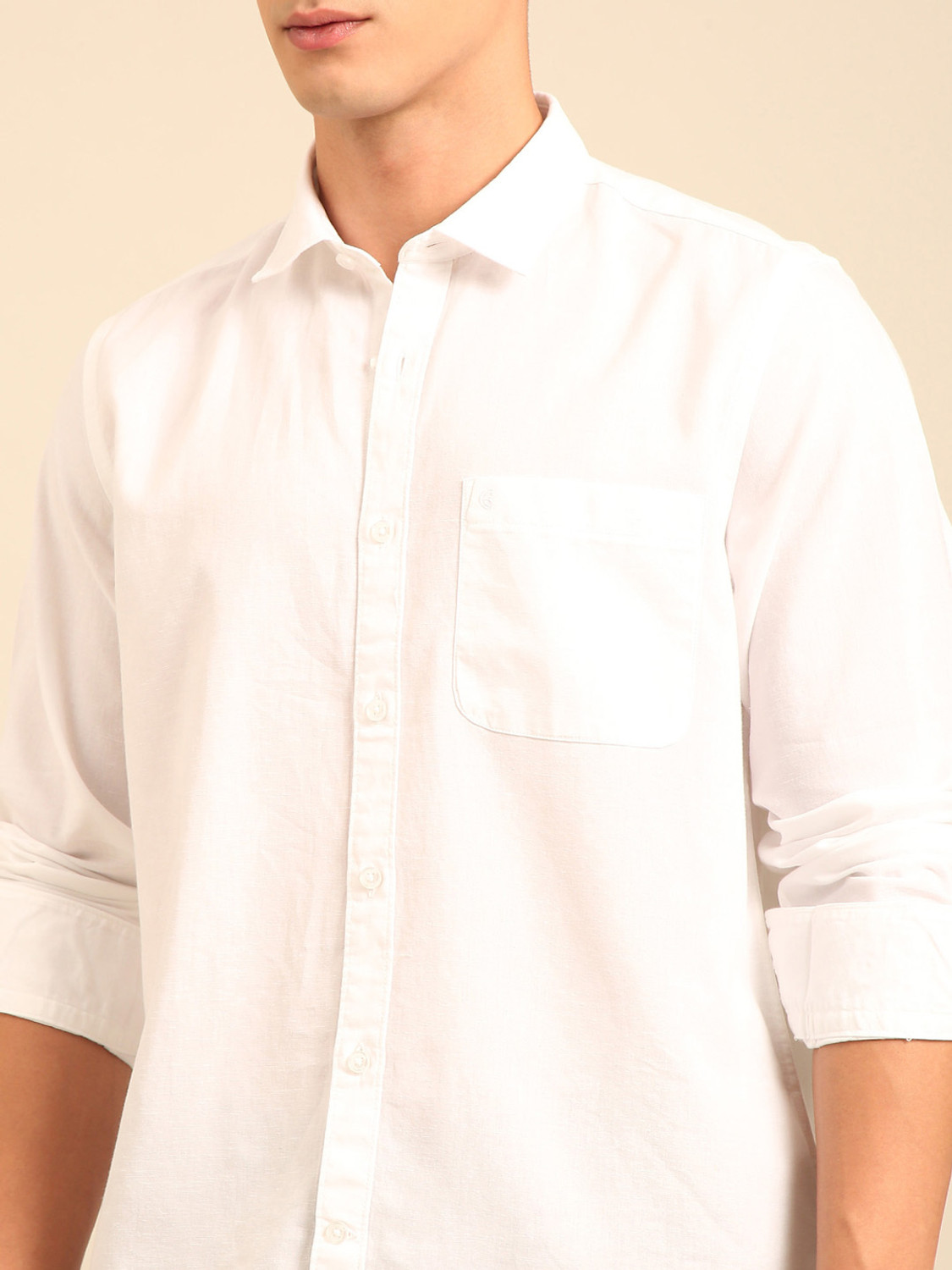 Image of CAVALLO BY LINEN CLUB Men Solid Casual White Shirt