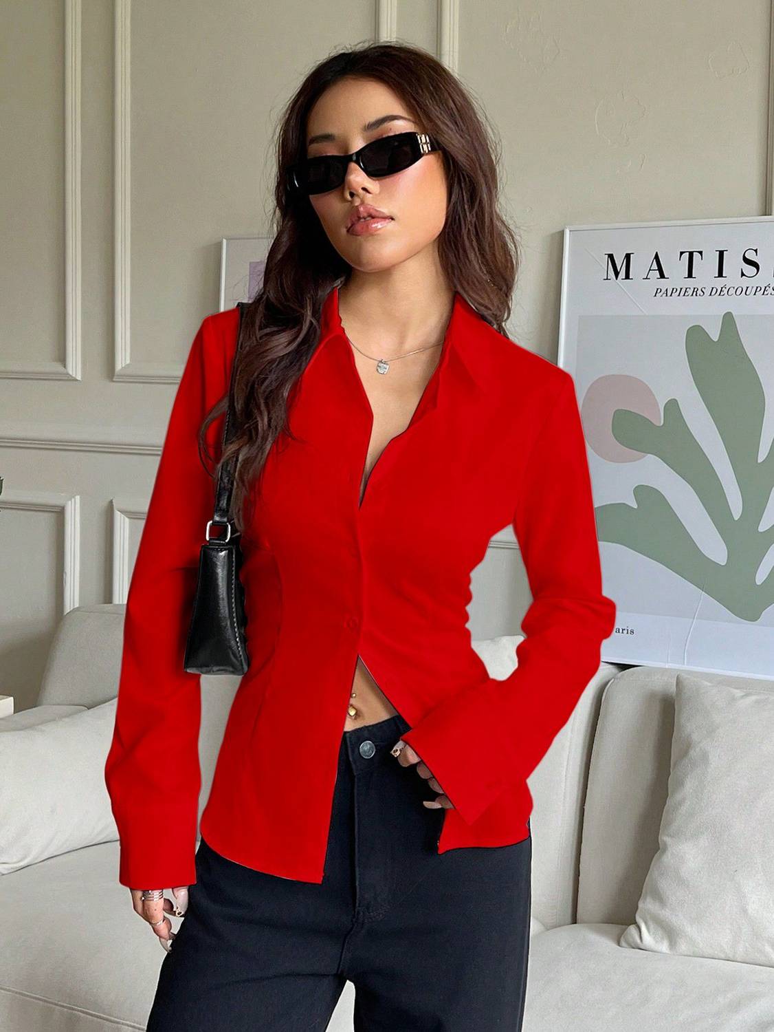 Aahwan Women Solid Casual Red Shirt