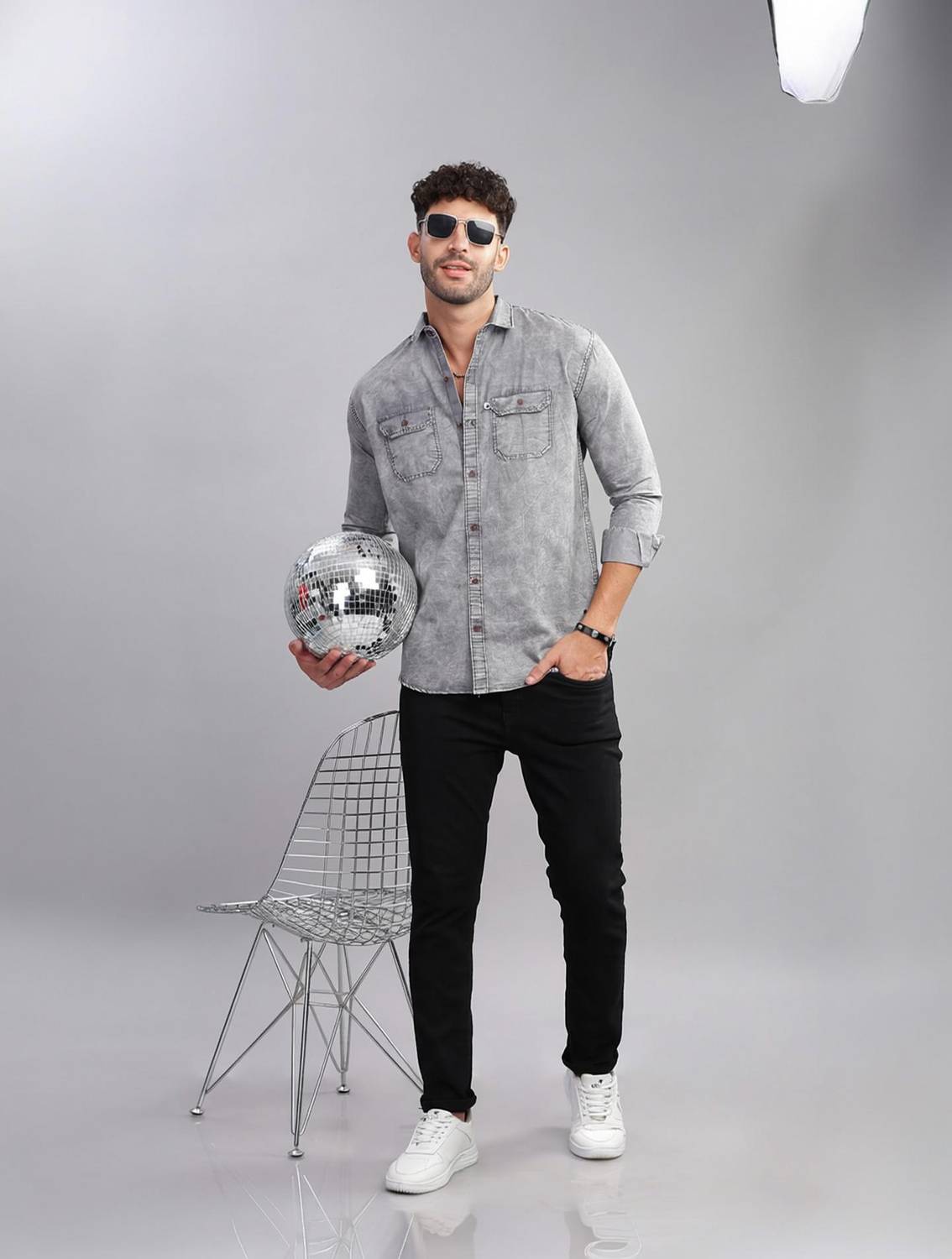 AIDAN Paul Men Grey Casual Shirt - Image 1