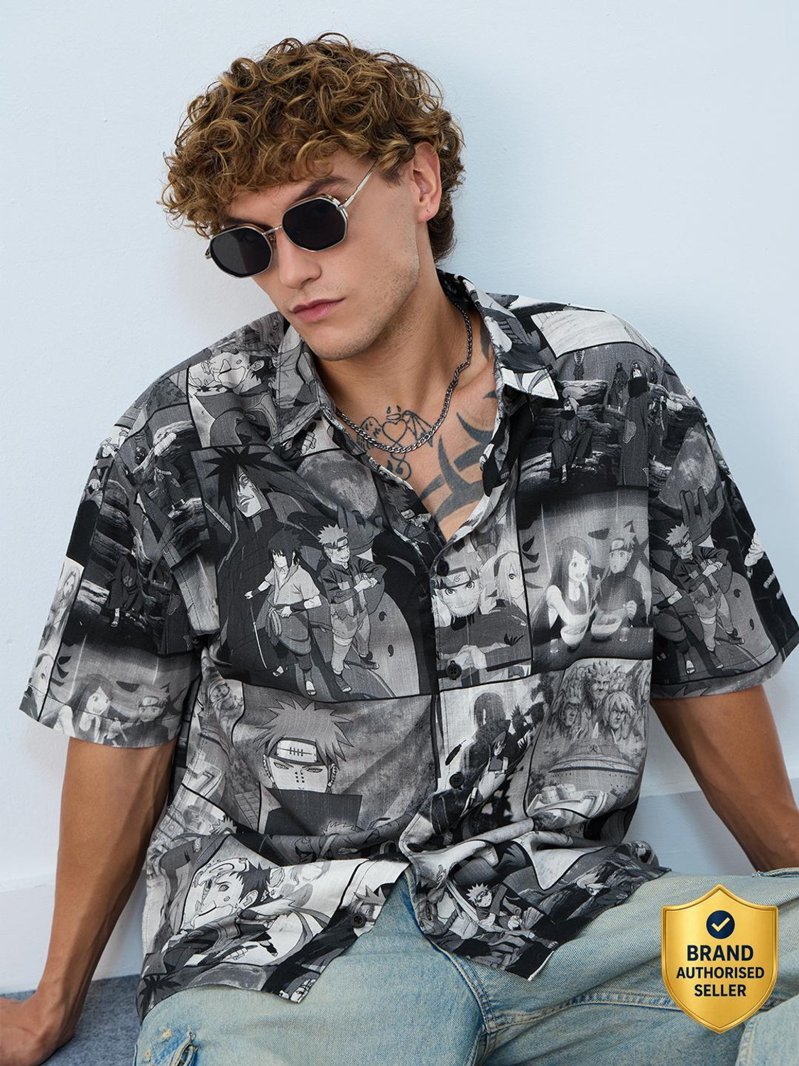 Image of The Souled Store Men Graphic Print Casual Black Shirt