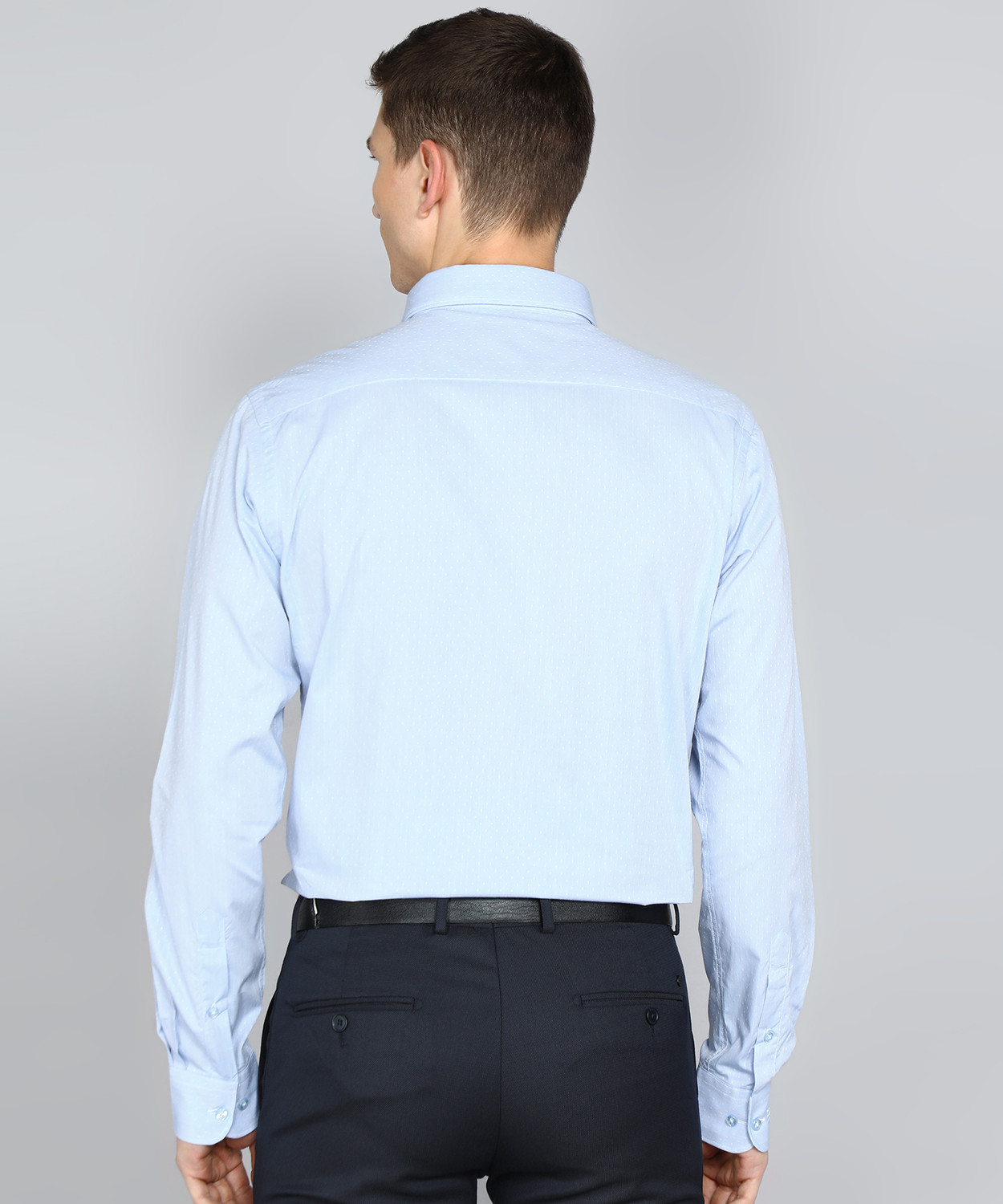 Image of Raymond Men Self Design Formal Light Blue Shirt