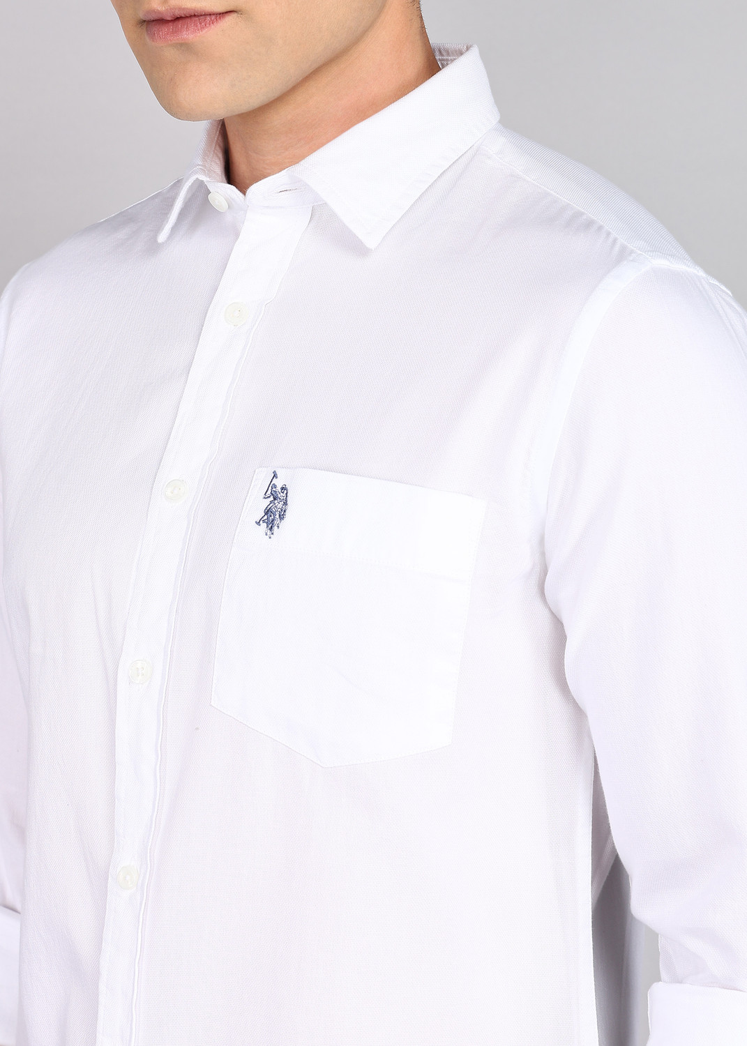 Image of U.S. POLO ASSN. Men Solid Casual White Shirt