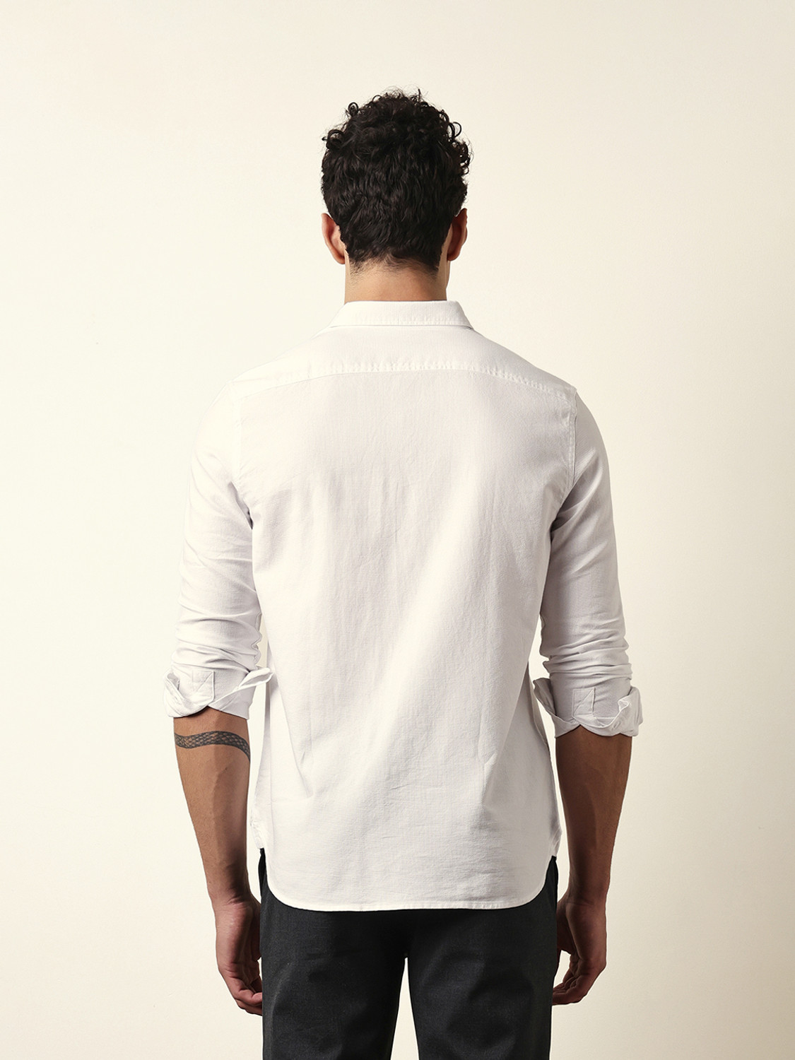 Image of THE BEAR HOUSE Men Solid Casual White Shirt