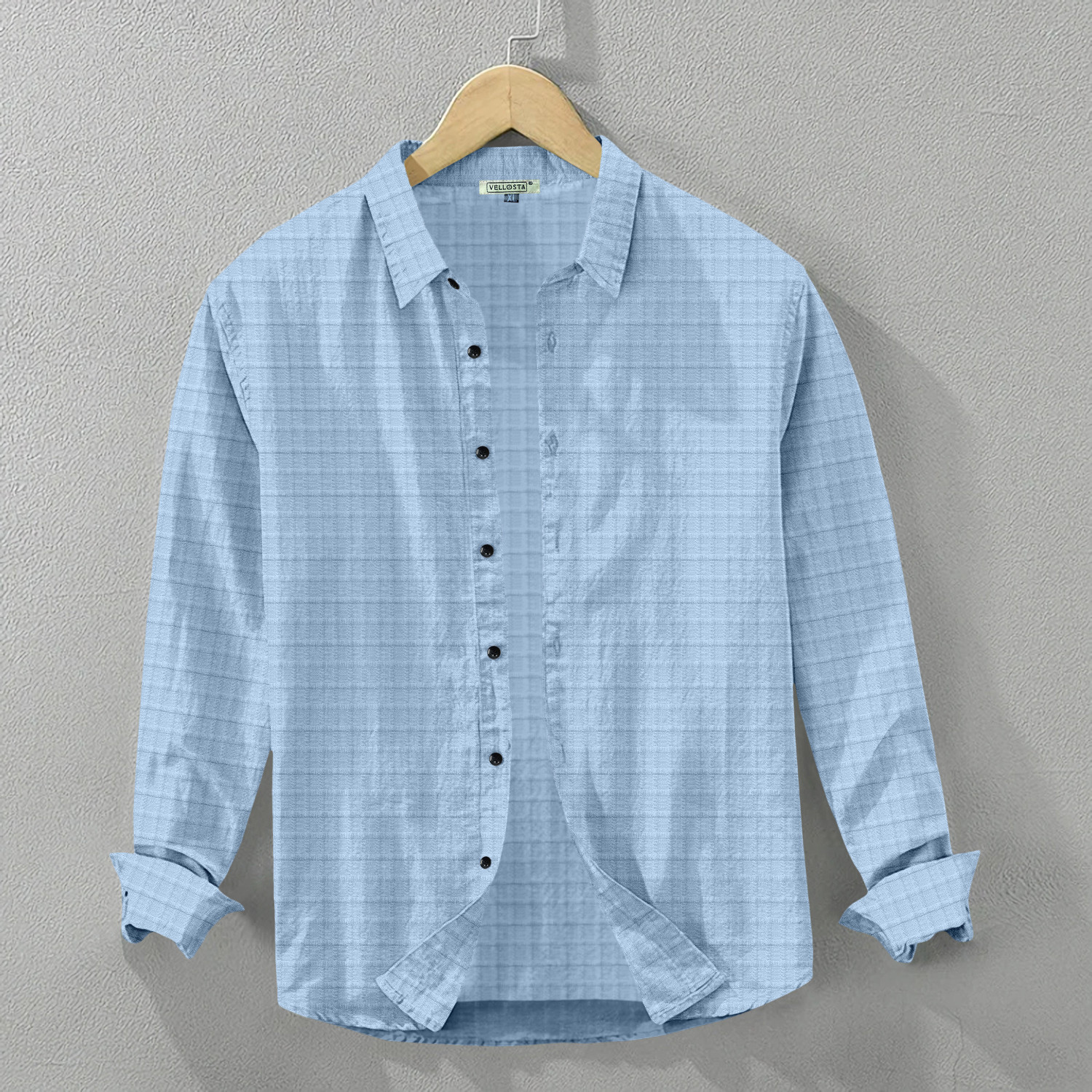 Image of Relief Zone Men Self Design Casual Light Blue Shirt