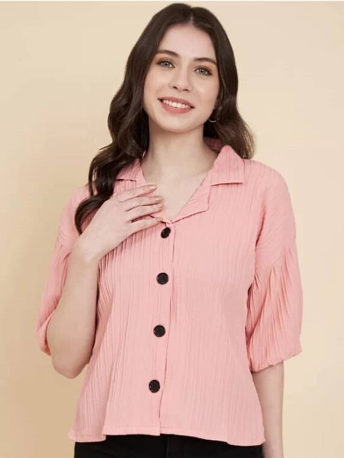 SYSBELLA FASHION Women Solid Casual Pink Shirt