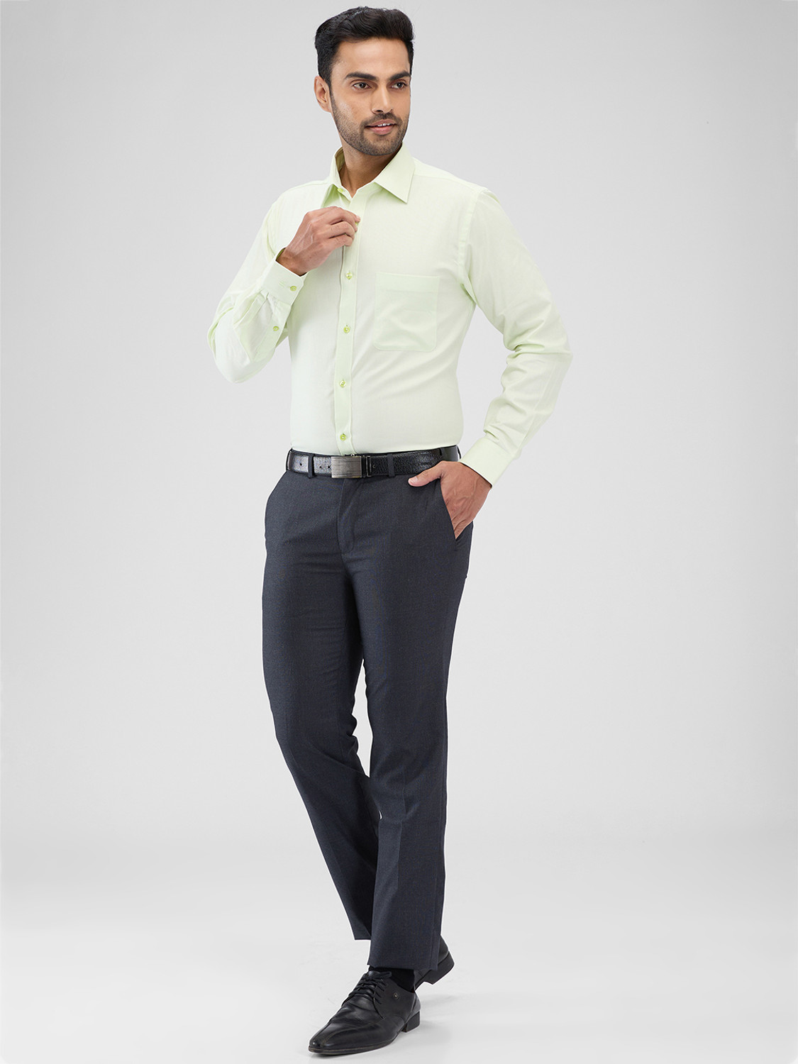 Image of Raymond Men Solid Formal Yellow Shirt