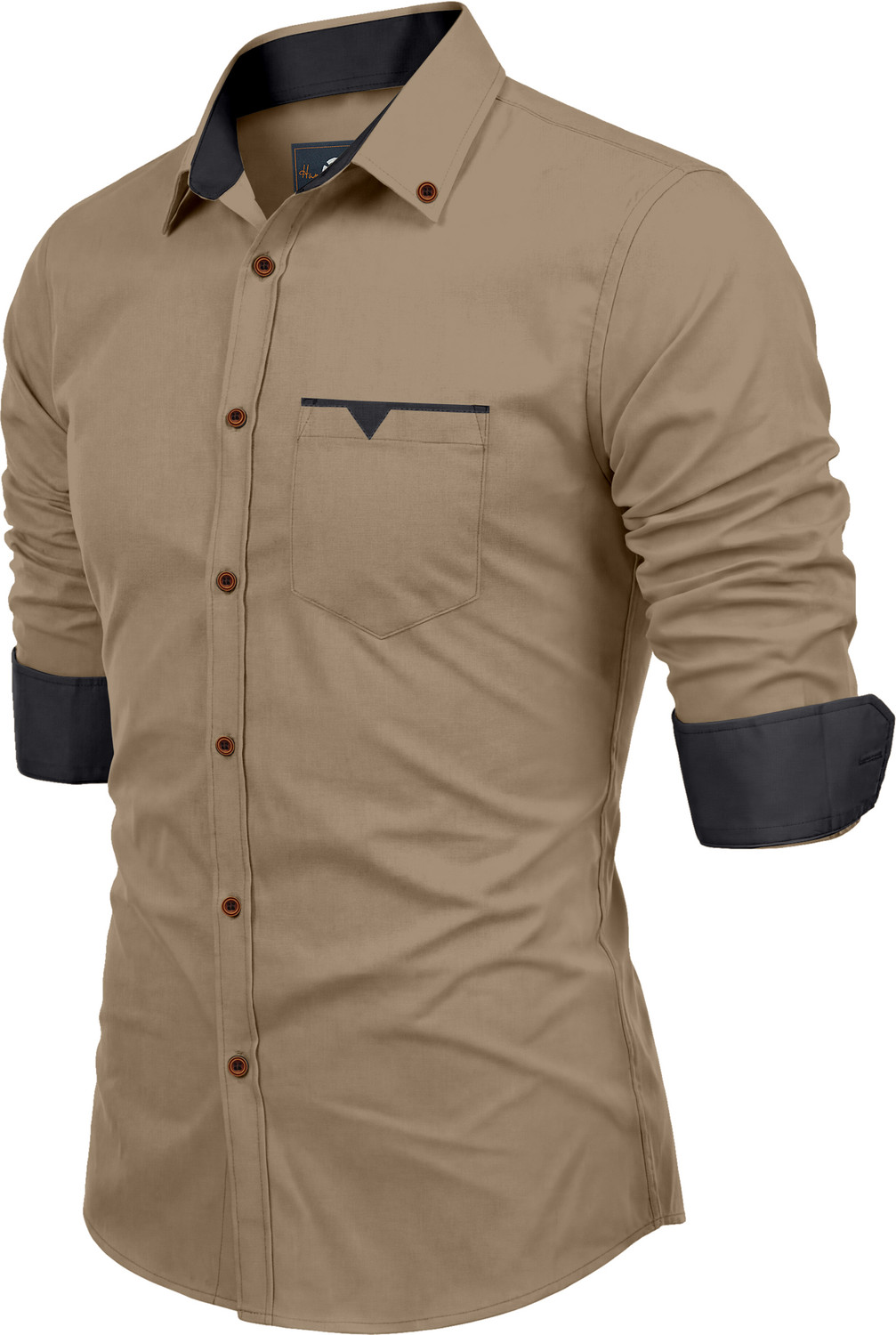Image of GAZZY CREATION Men Solid Casual Pink Shirt