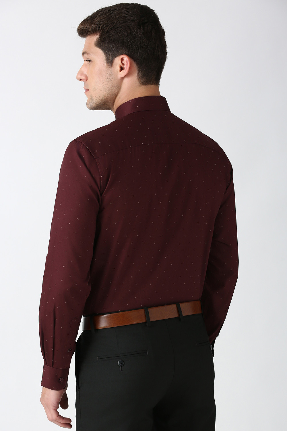 Image of PETER ENGLAND Men Printed Formal Maroon Shirt