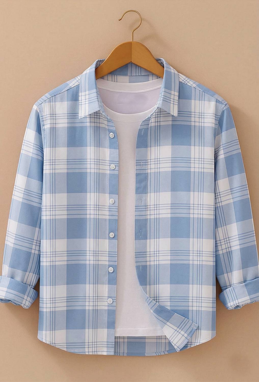 SHIRTZONE Men Light Blue Checkered Shirt