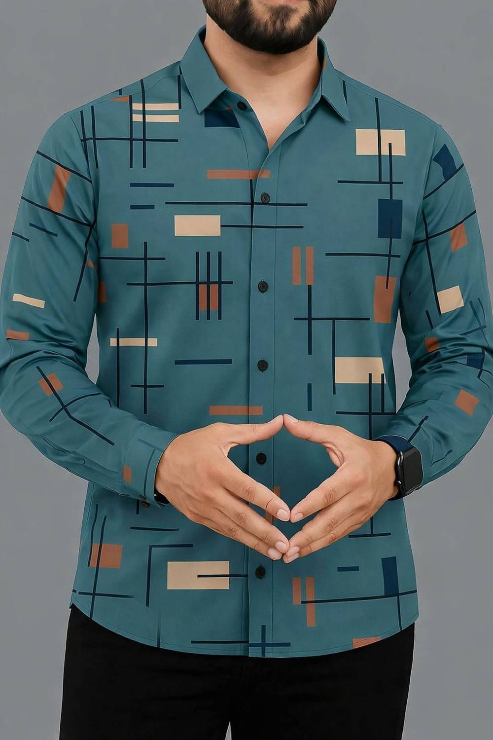 COMBRAIDED Men Regular Fit Printed Slim Collar Casual Shirt