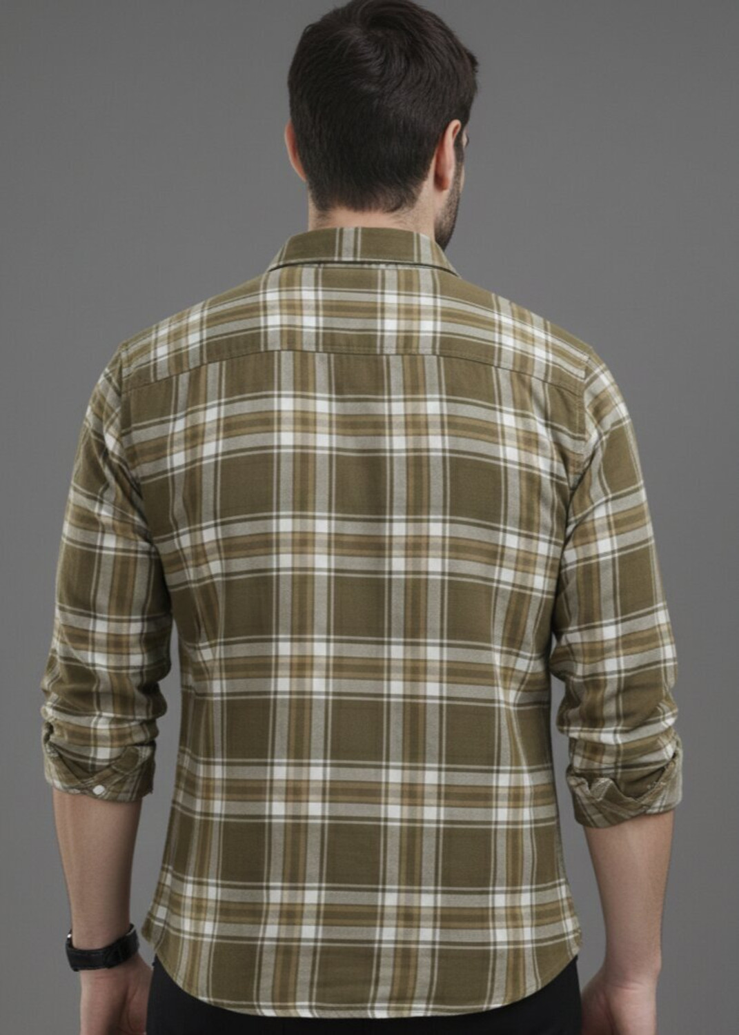 Image of Roadster Men Checkered Casual Khaki Shirt