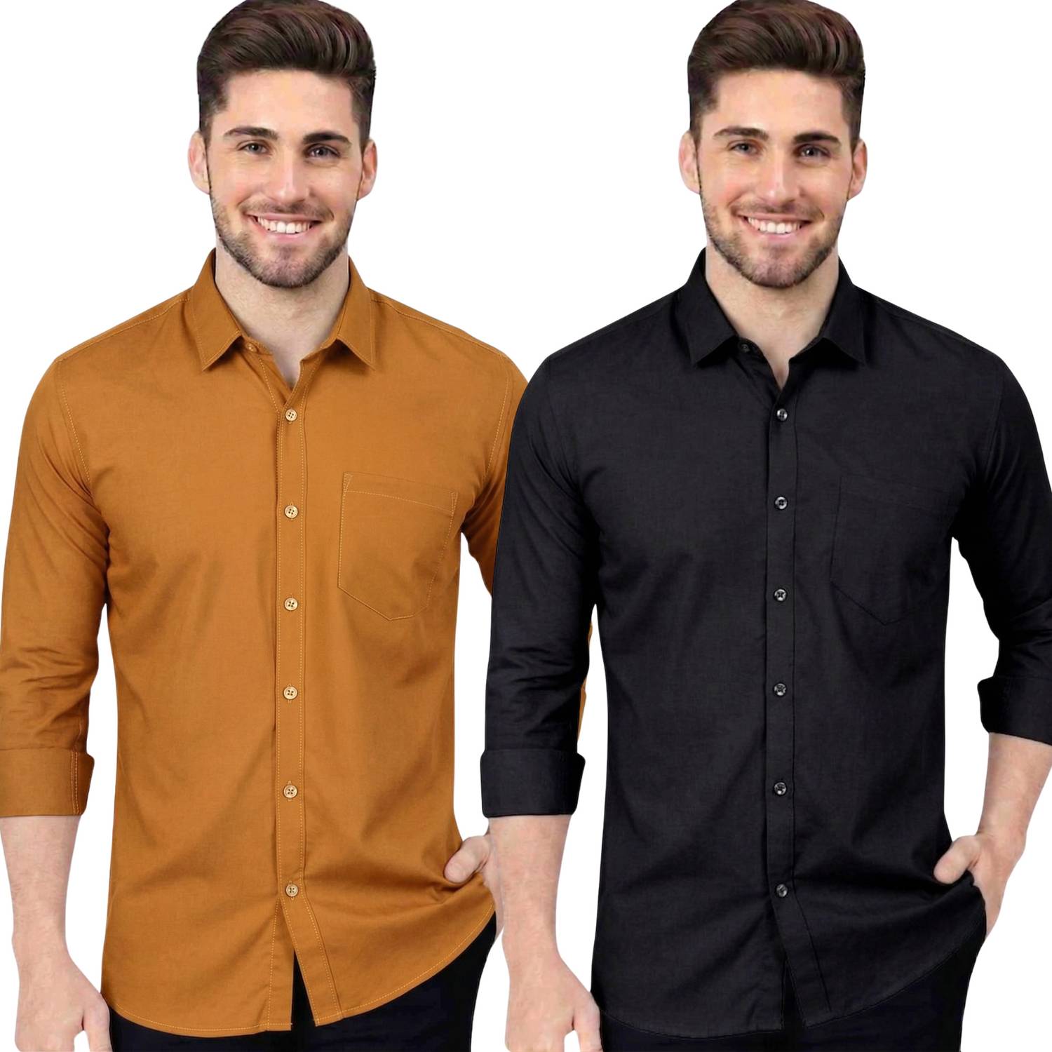 youth first Men Regular Fit Solid Spread Collar Casual Shirt (Pac