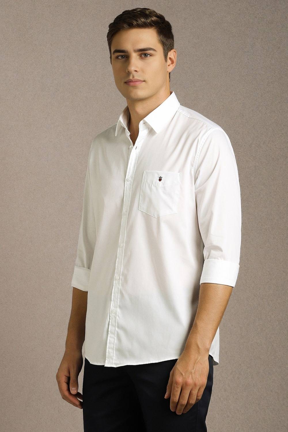 Louis Philippe Men Solid Casual White Shirt - Image 4