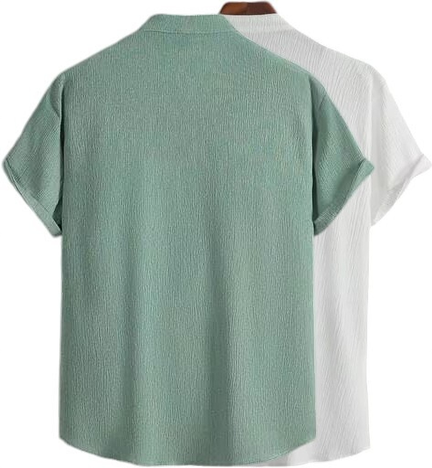 Image of METRONAUT Men Solid Casual Light Green, White Shirt