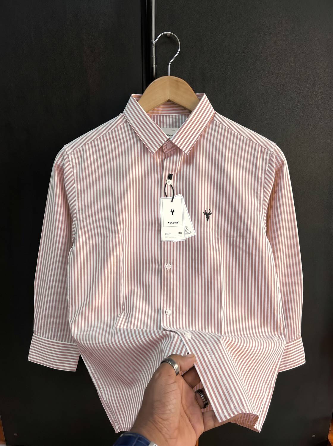 VD Looks Men Striped Casual White Brown Shirt