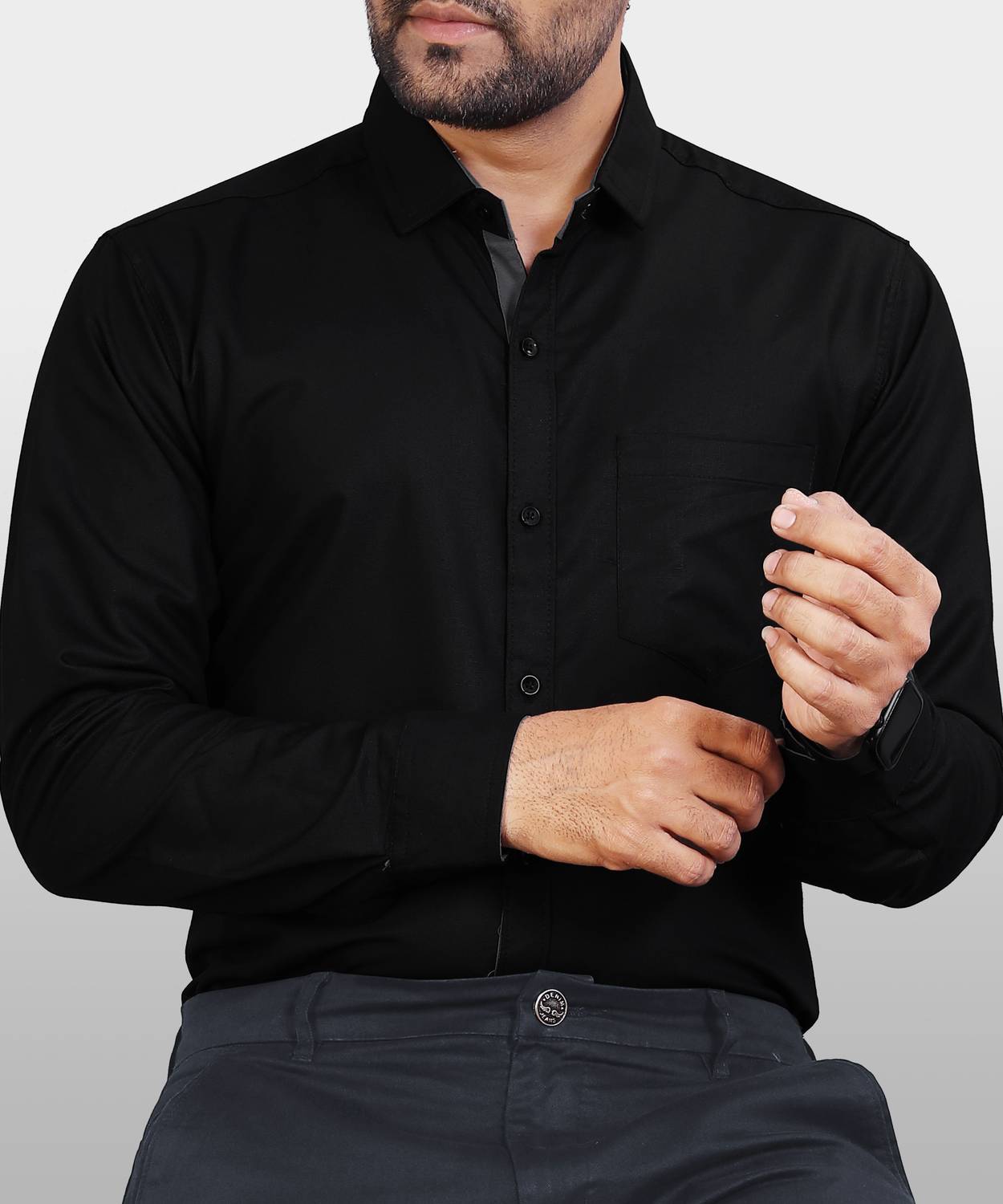 METRONAUT Men Regular Fit Solid Spread Collar Casual Shirt