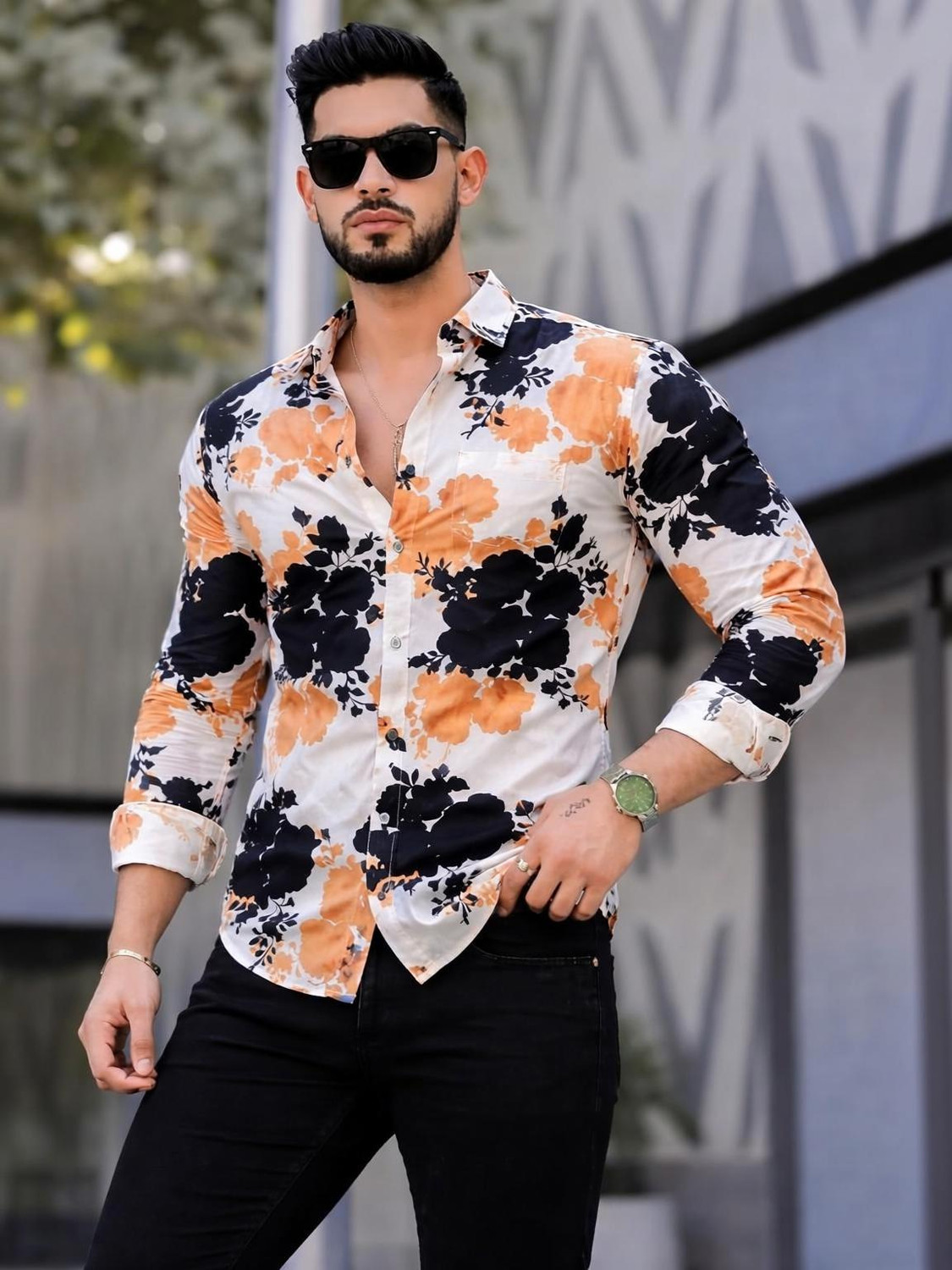 Image of SH FSN Men Floral Print Casual Multicolor Shirt