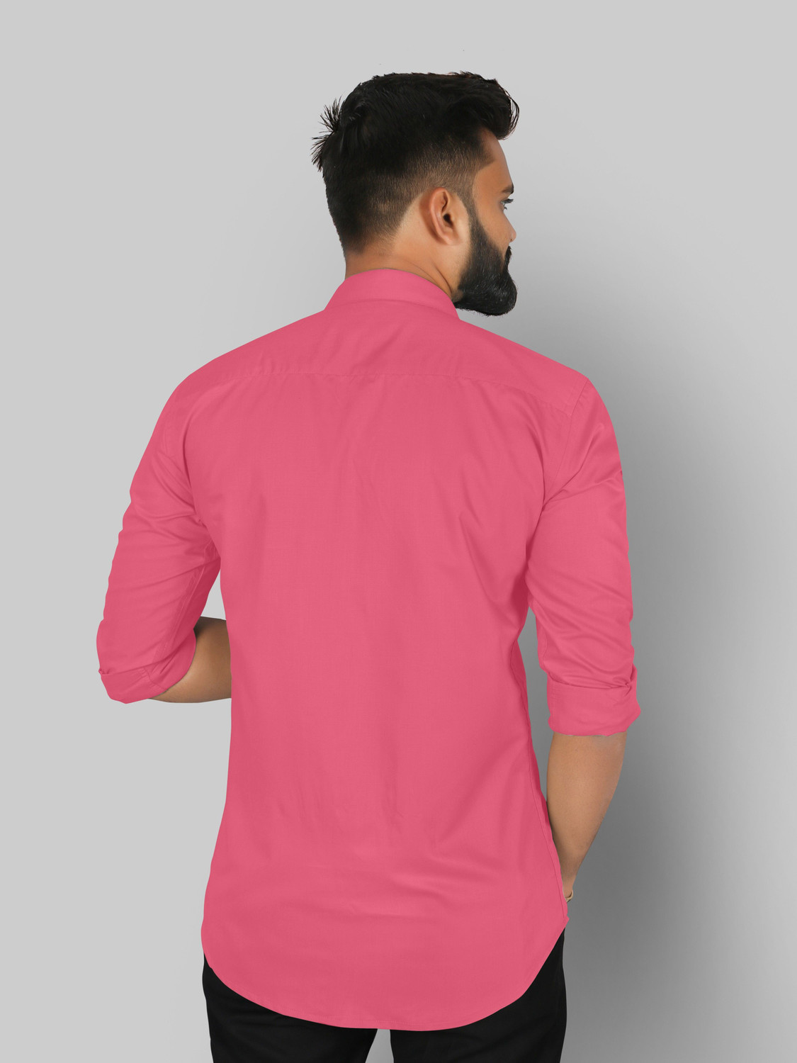 Image of FIBERMILL Men Solid Formal Pink Shirt