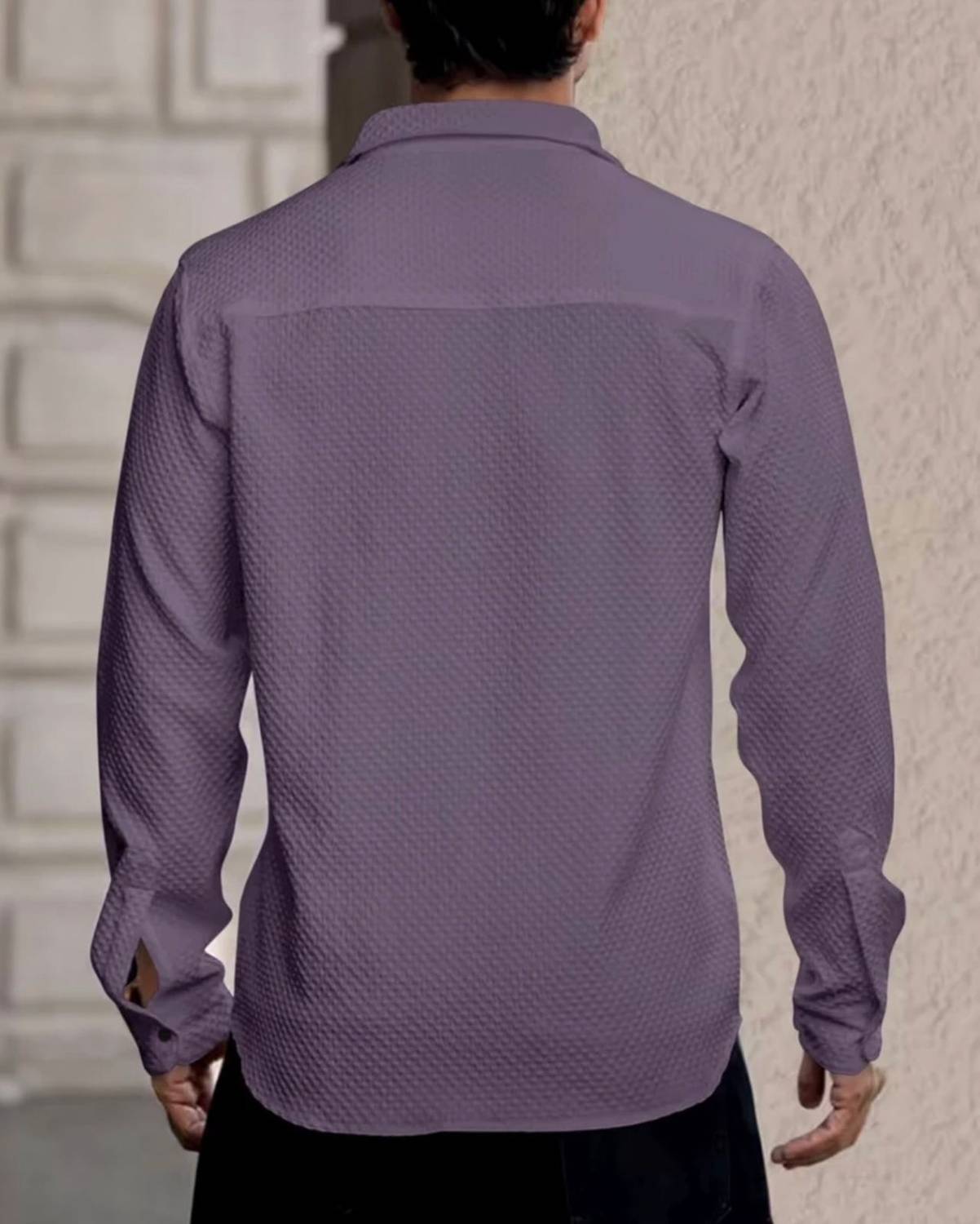 Men Regular Fit Self Design Spread Collar Casual Shirt - Image 5