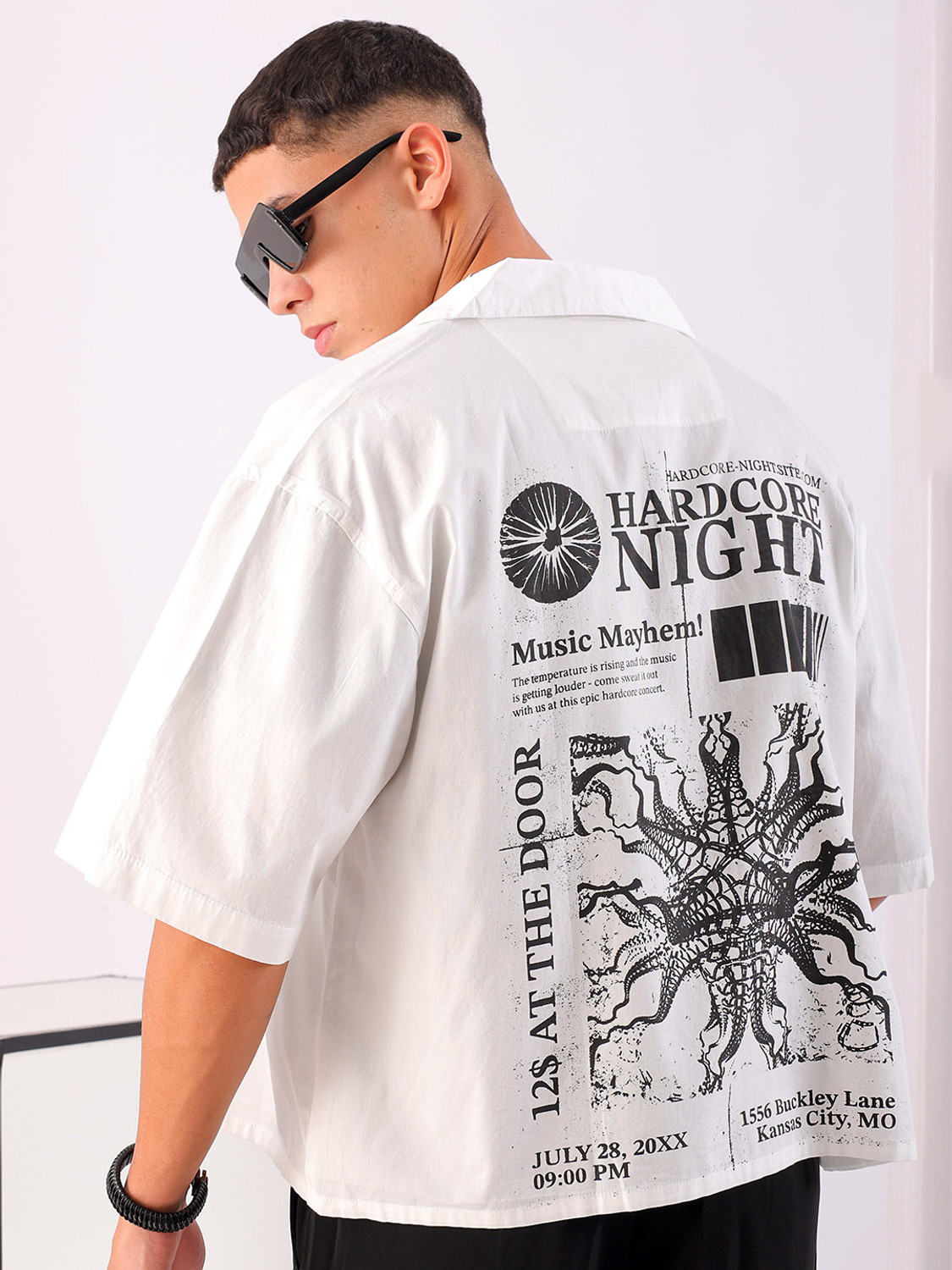 Image of The Indian Garage Co. Men Graphic Print Casual White Shirt