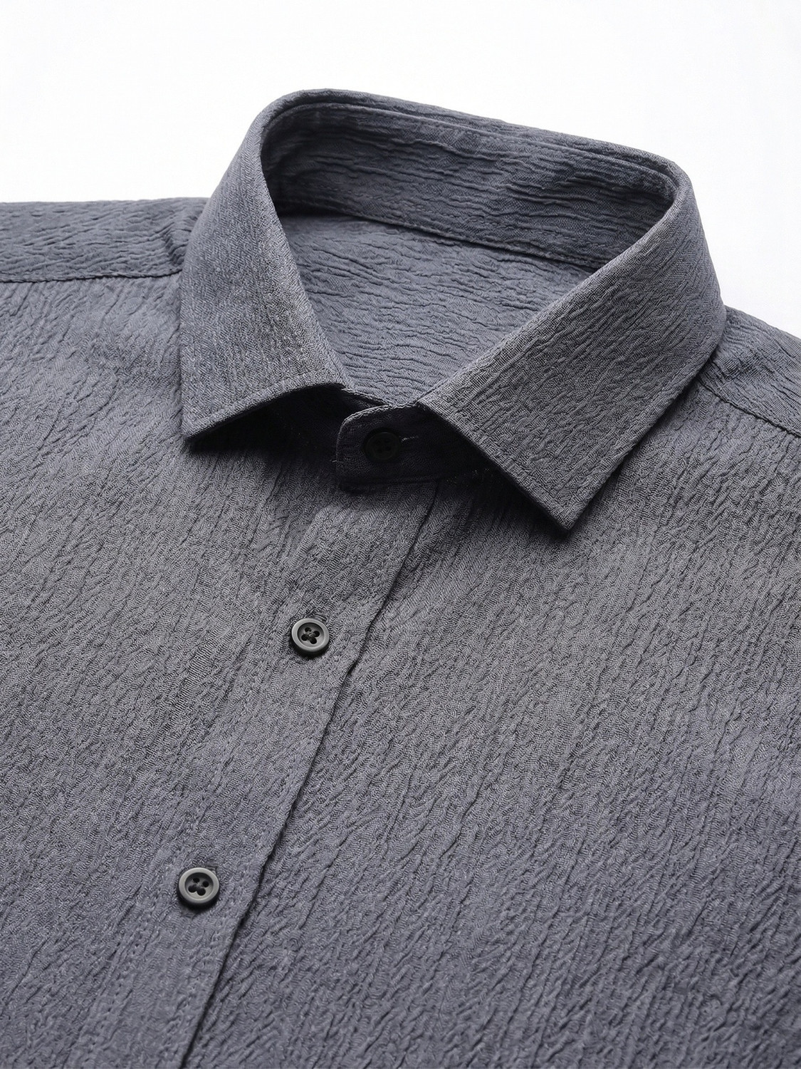Image of METRONAUT Men Striped Casual Grey Shirt