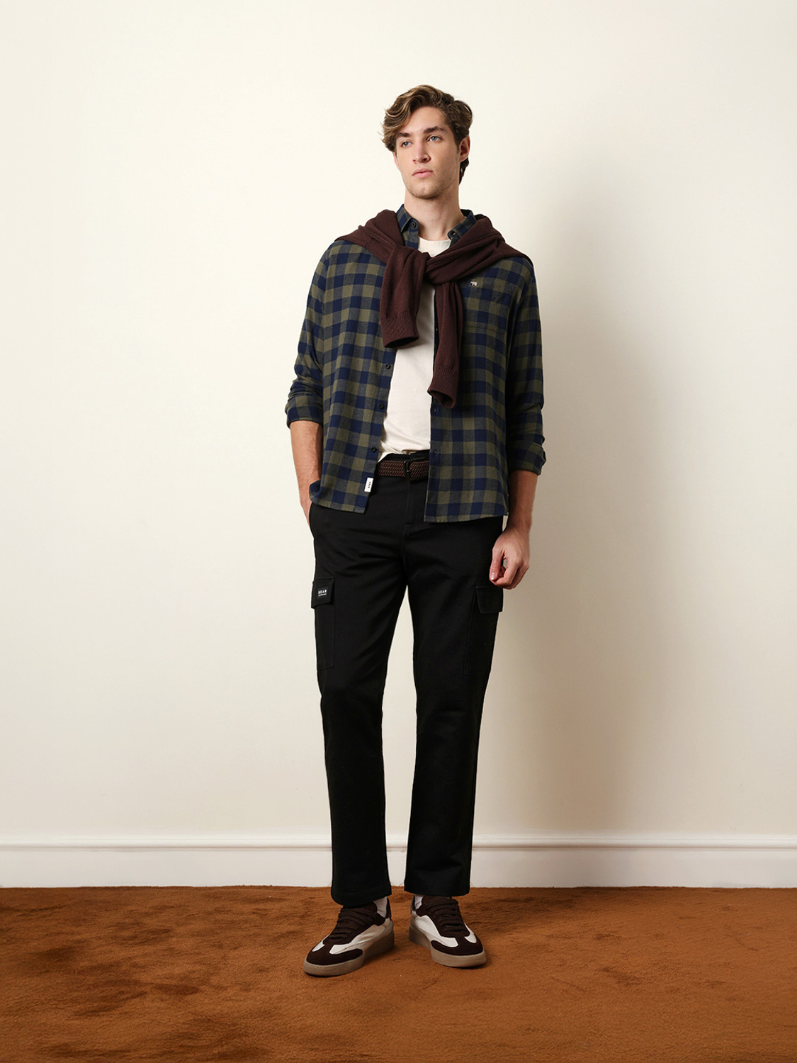 Image of THE BEAR HOUSE Men Checkered Casual Blue Shirt