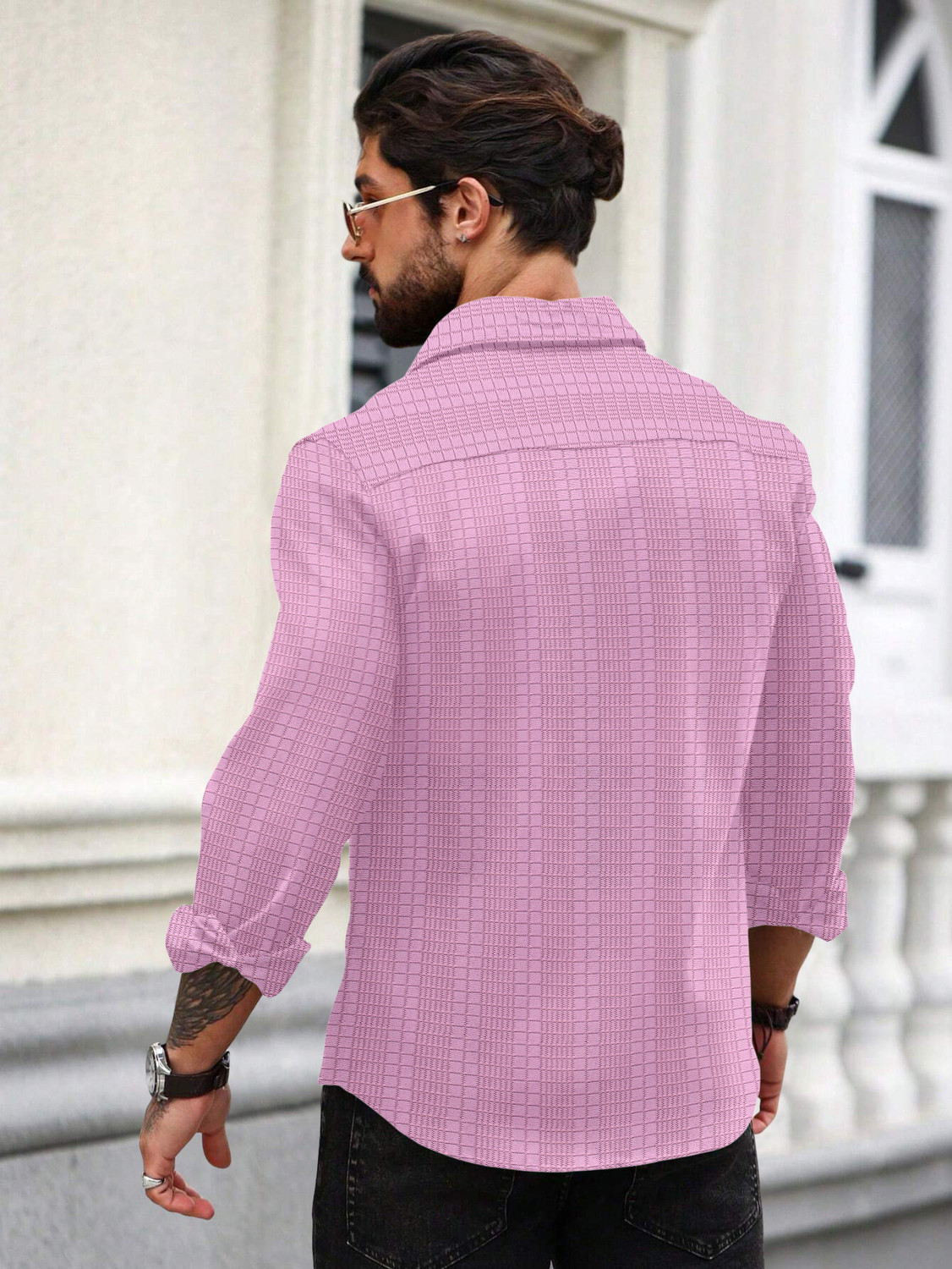 Image of Nofilter Men Self Design Casual Pink Shirt
