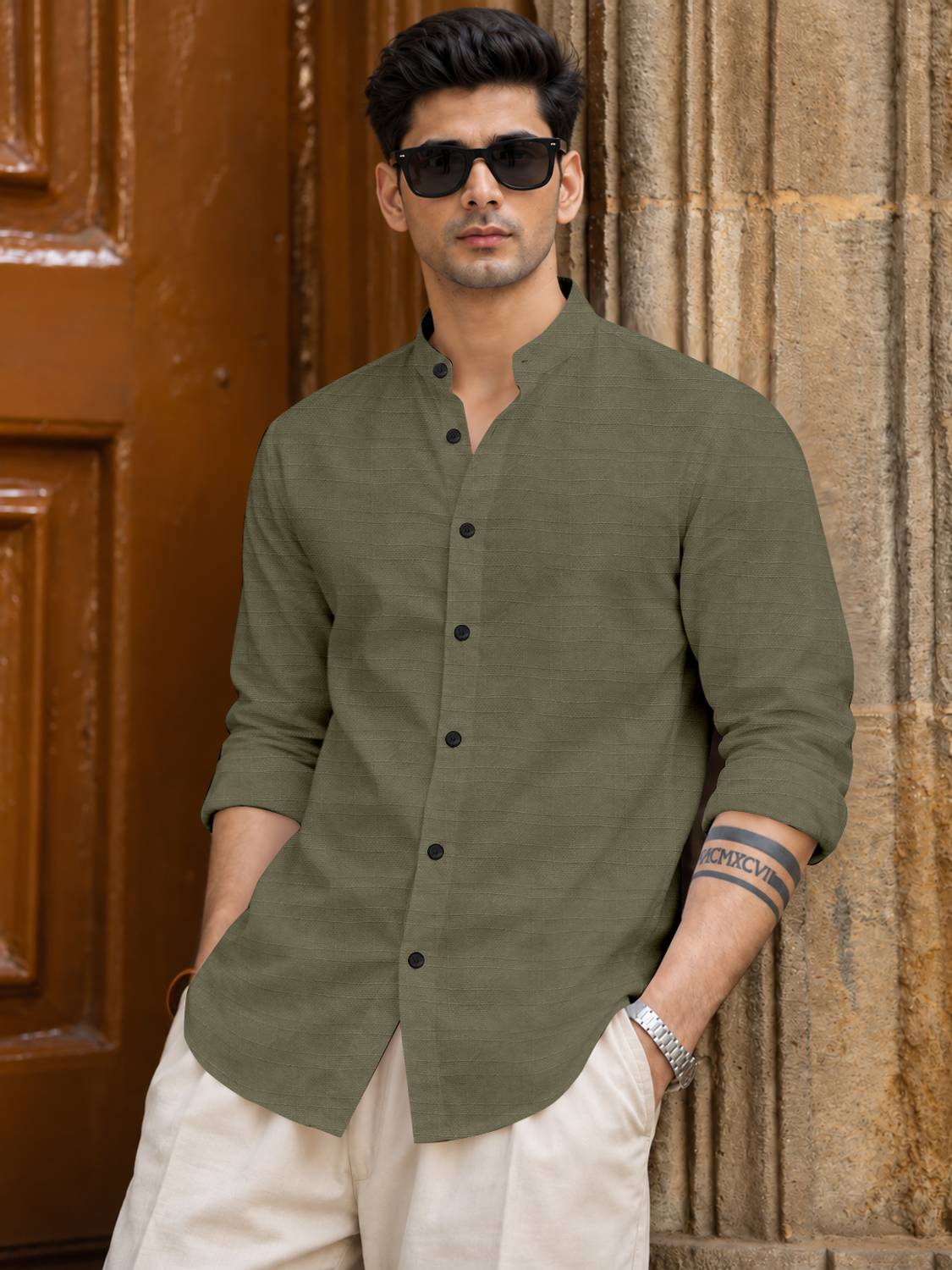 D&B Trends Men Green Formal Shirt - Image 3