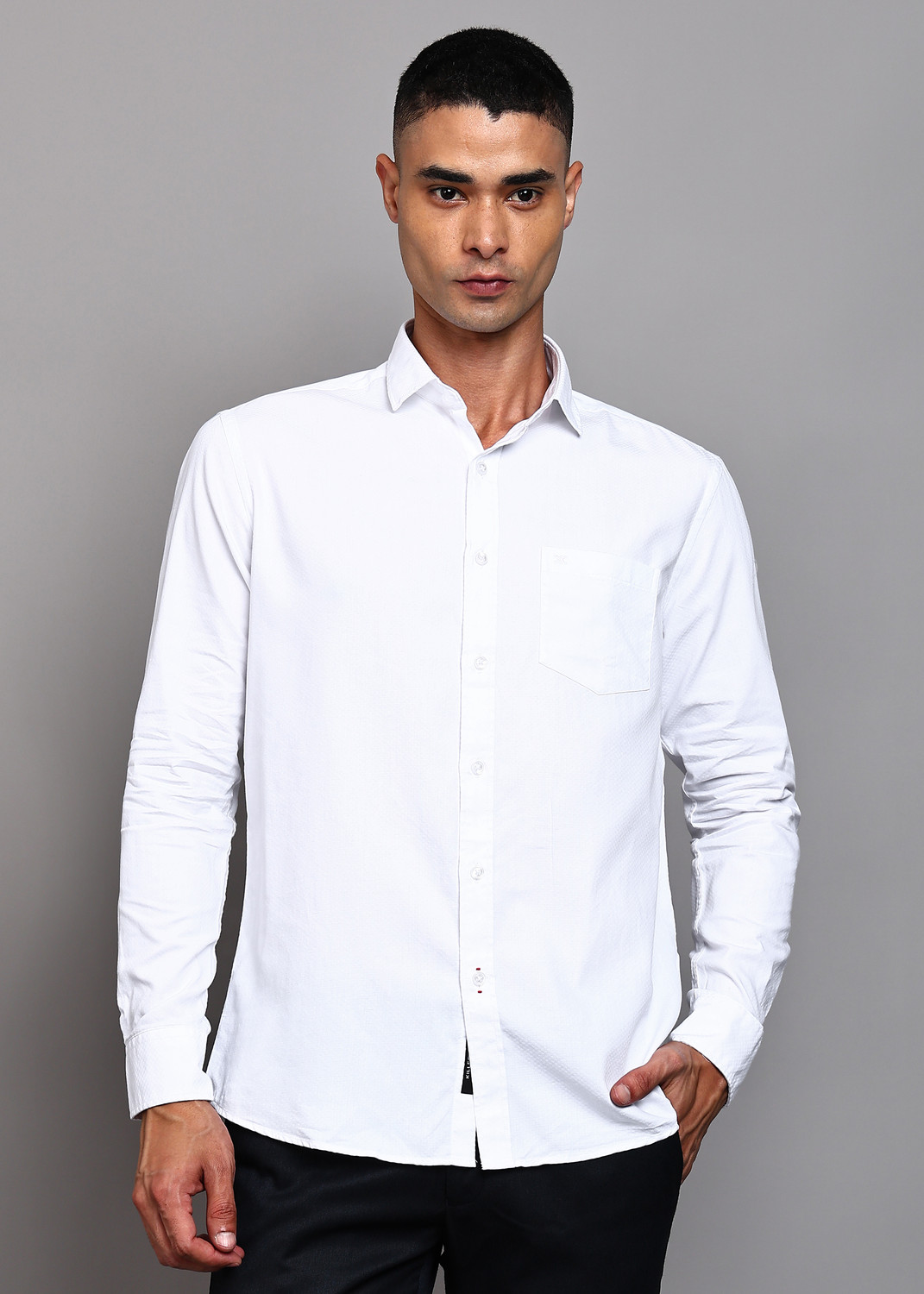 Image of KILLER Men Solid Formal White Shirt