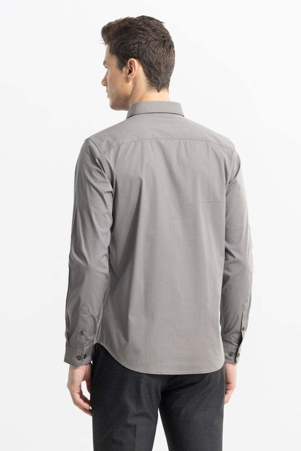 Image of Snitch Men Solid Casual Grey Shirt