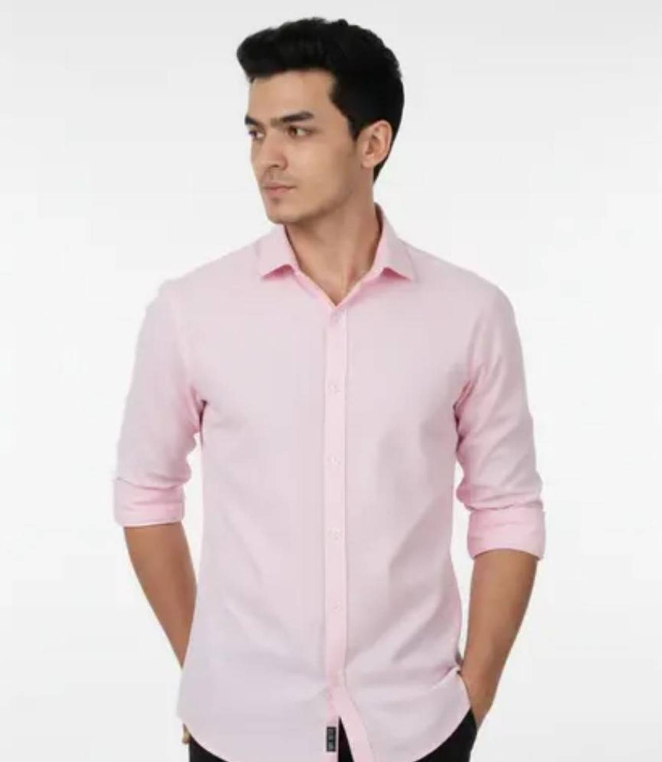FATTY MOUSE Men Solid Casual Pink Shirt