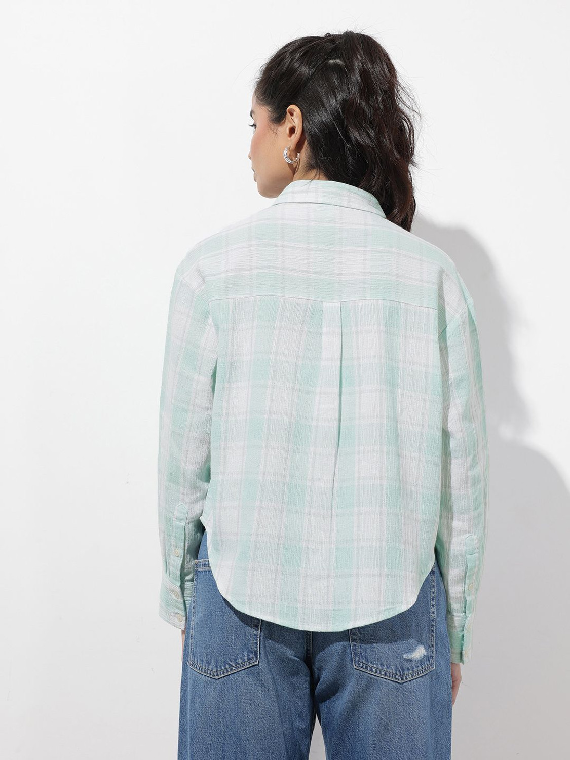 Image of Roadster Women Checkered Casual Blue Shirt