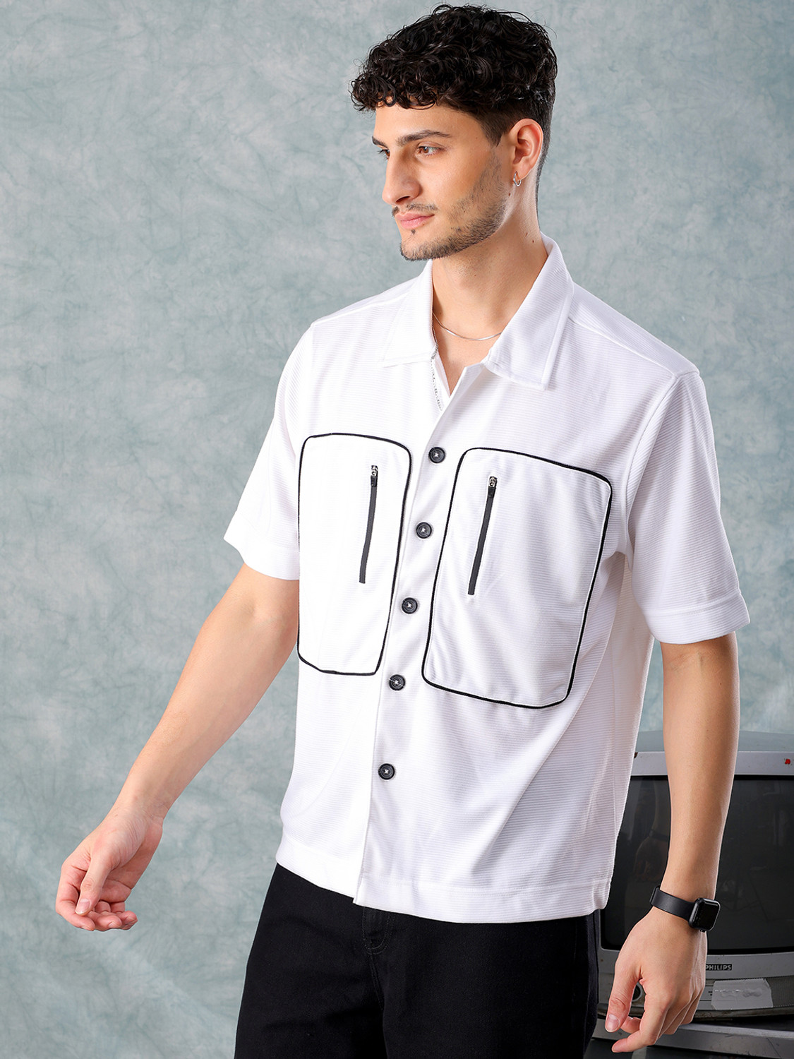 Image of The Indian Garage Co. Men Solid Casual White Shirt