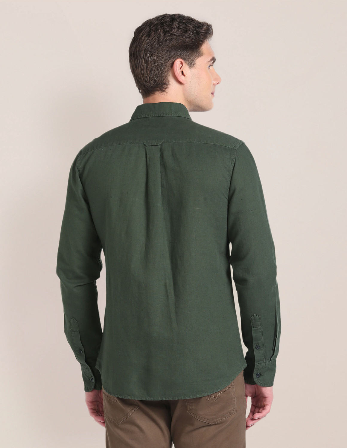 Image of U.S. POLO ASSN. Men Solid Casual Green Shirt