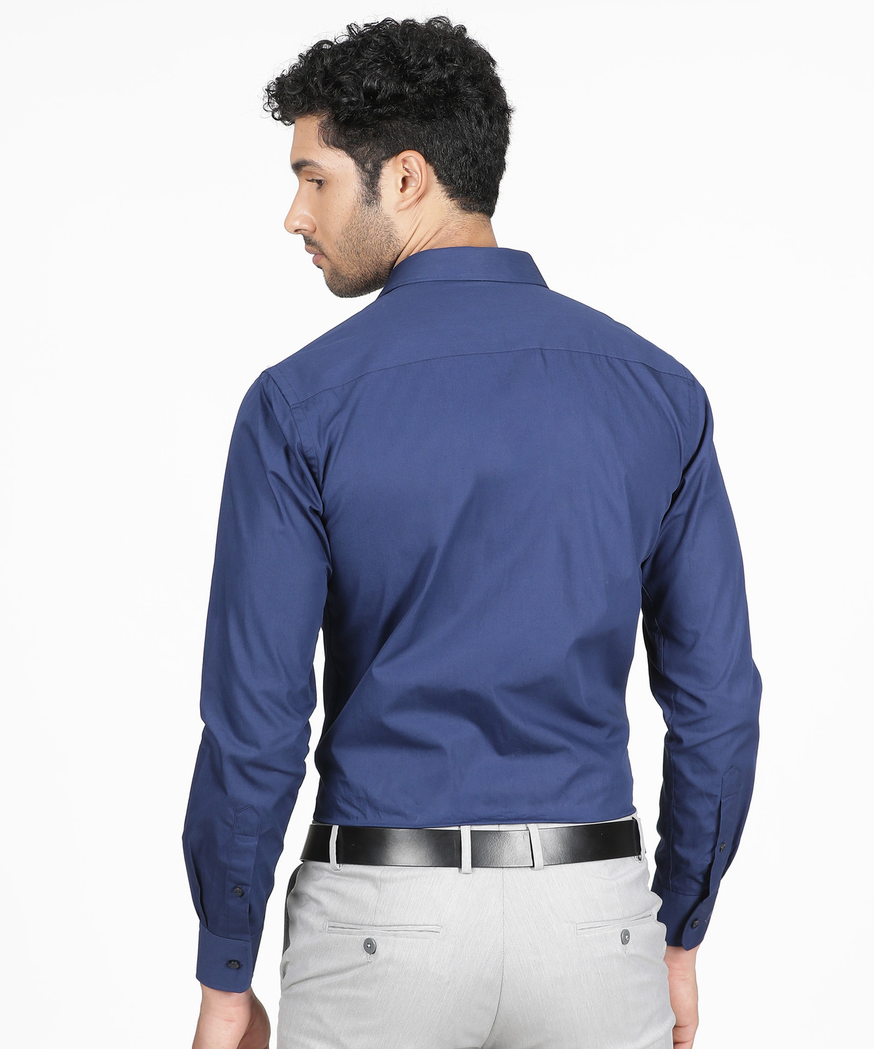 Image of PARK AVENUE Men Solid Formal Blue Shirt