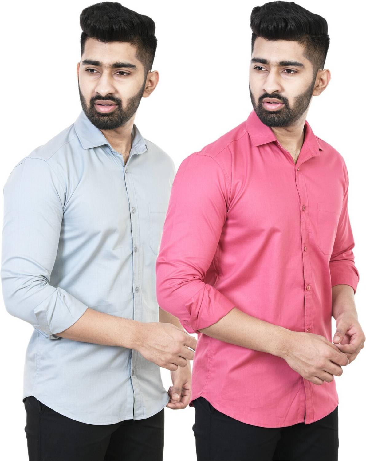 Feel high Men Regular Fit Solid Casual Shirt (Pack of 2)