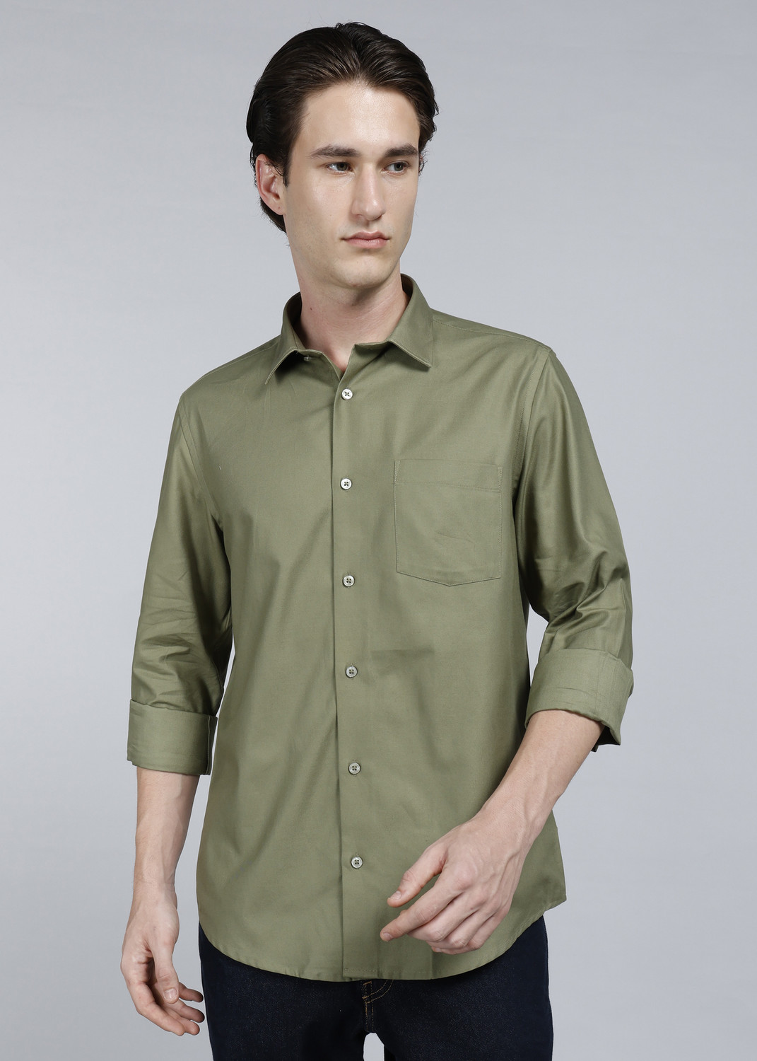 Image of Blackberrys Men Self Design Casual Green Shirt