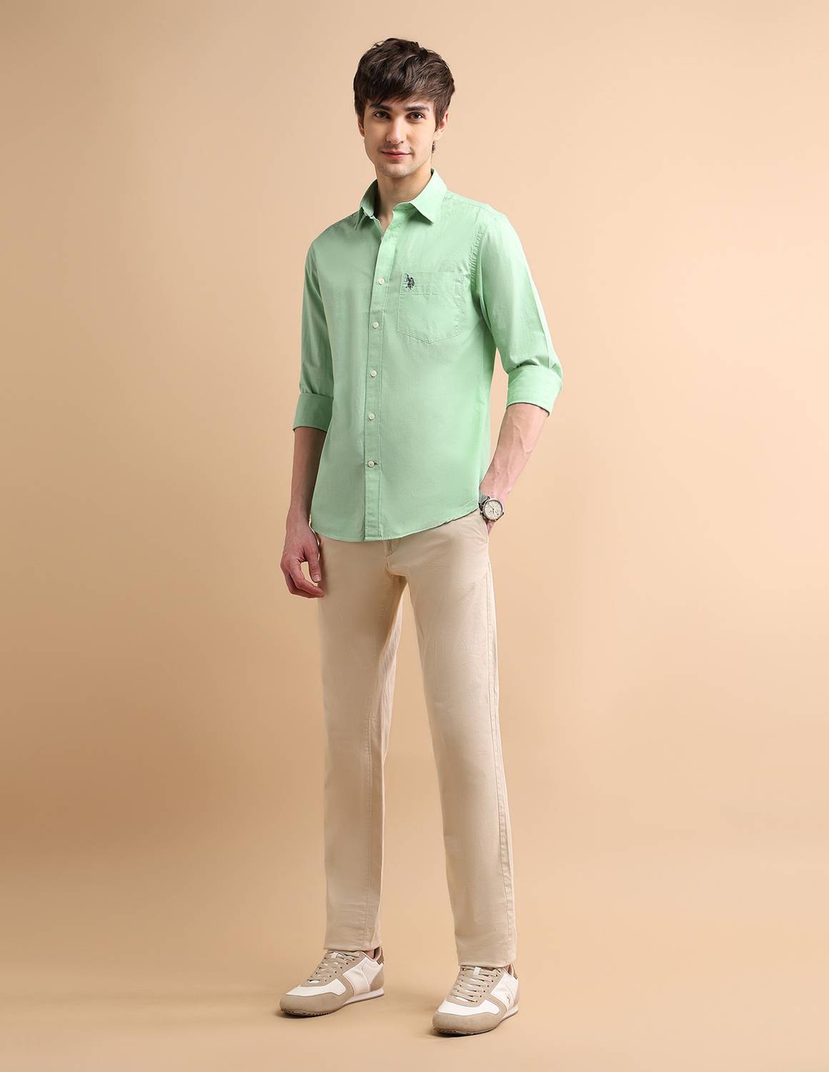 U.S. POLO ASSN. Men Green Casual Shirt - Image 3