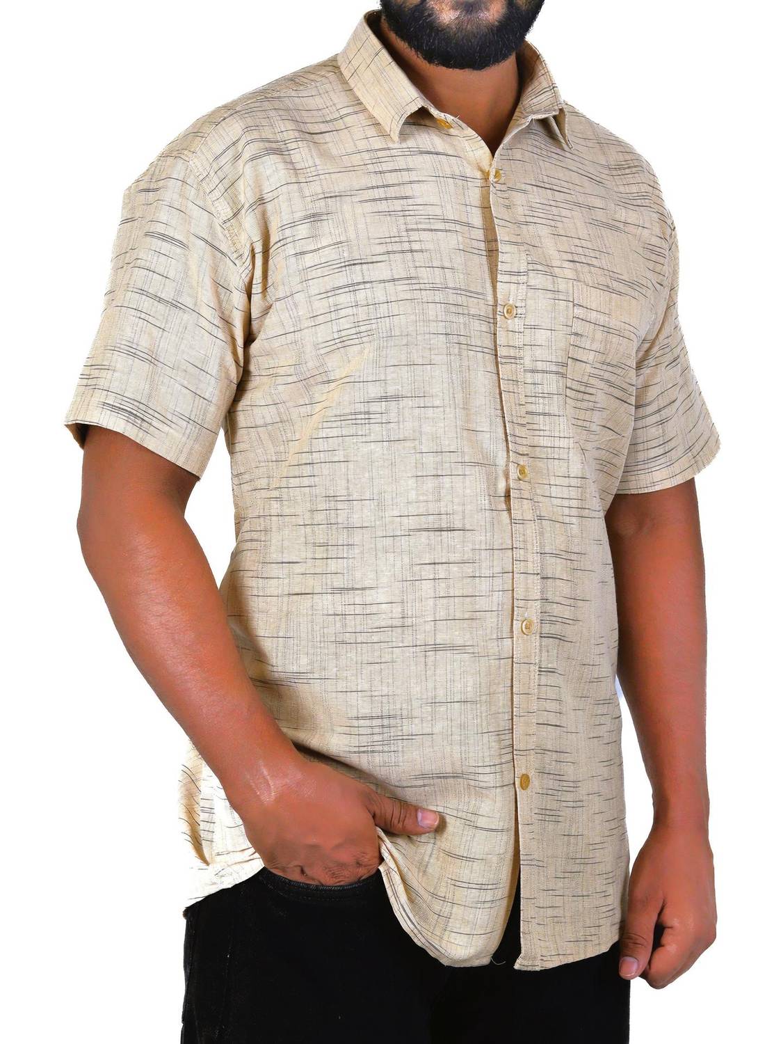 AuzaSho Collection Men Self Design Casual Brown Shirt