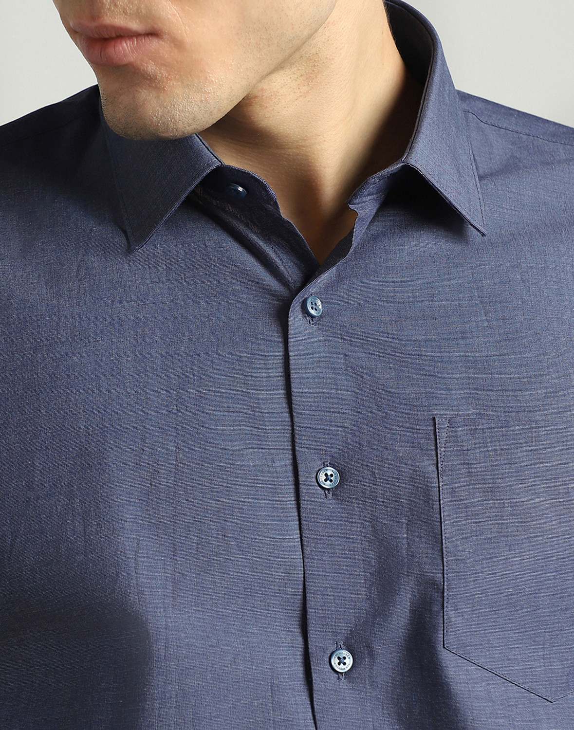 Image of VAN HEUSEN Men Slim Fit Self Design Spread Collar Formal Shirt
