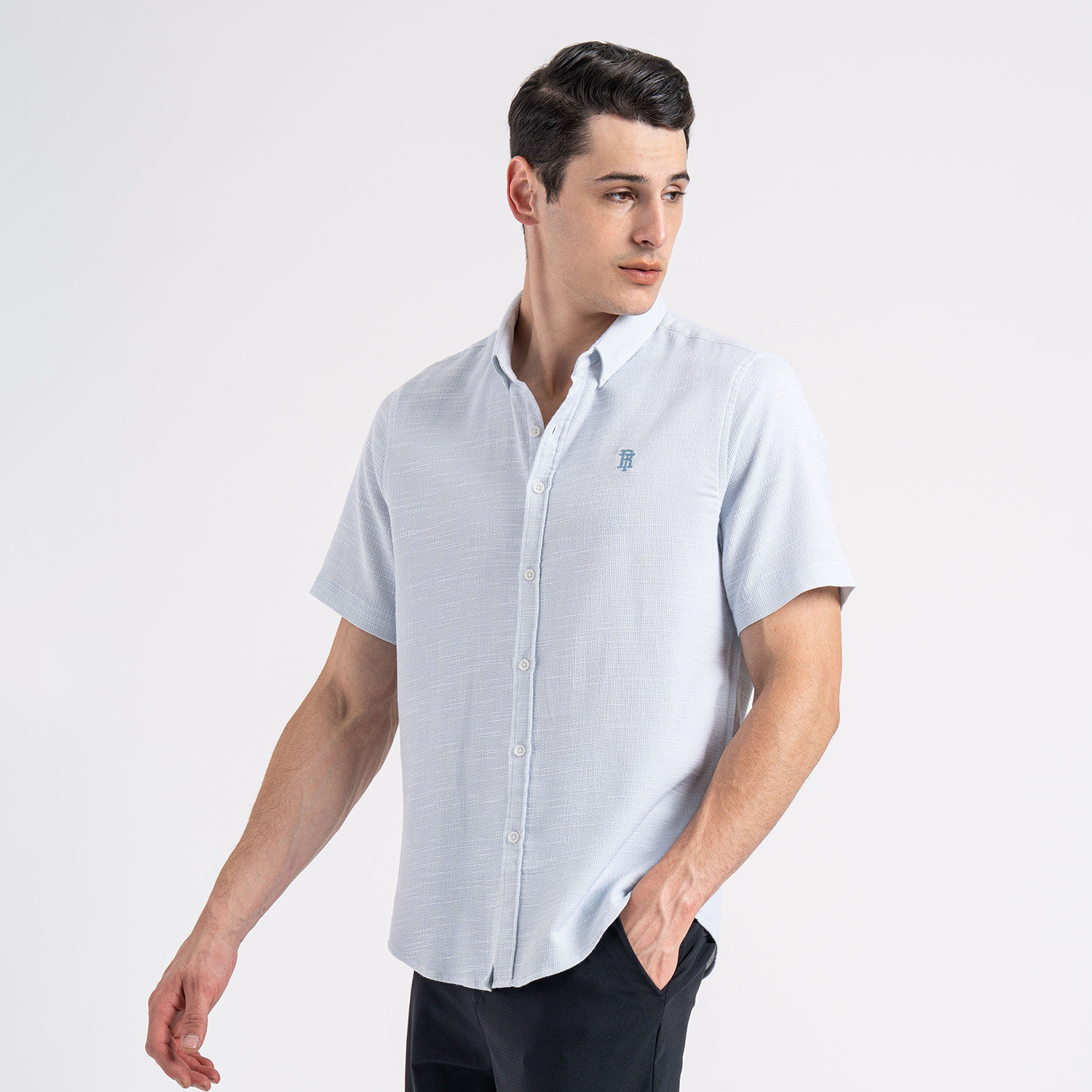 Image of RED TAPE Men Self Design Casual Blue Shirt