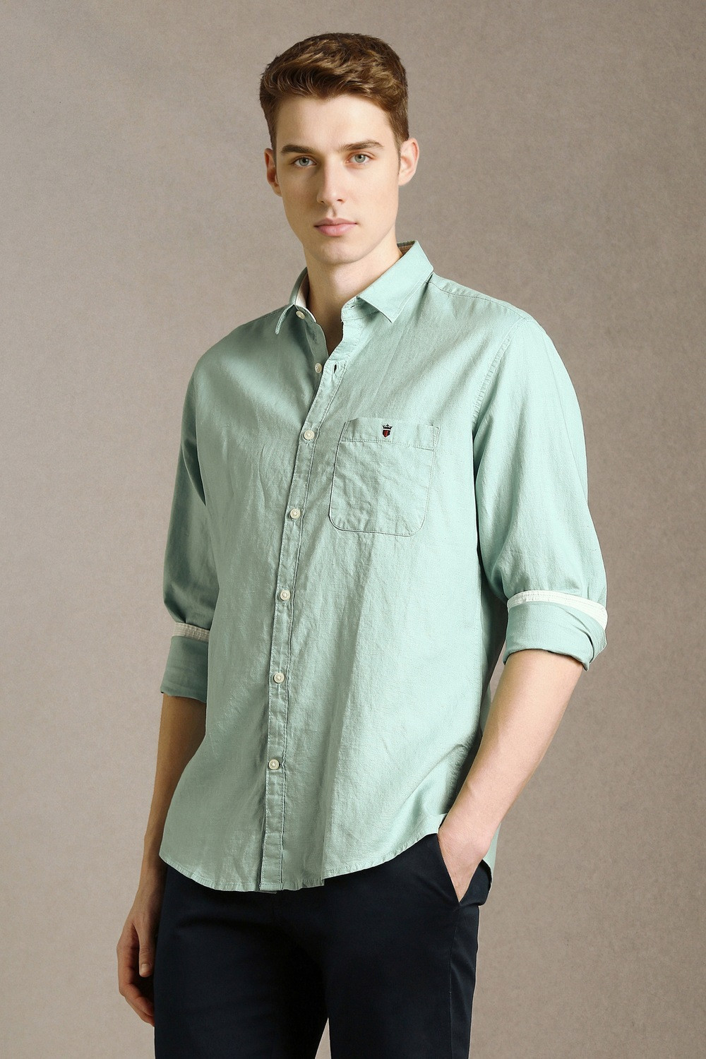 Image of LOUIS PHILIPPE Men Slim Fit Solid Casual Shirt