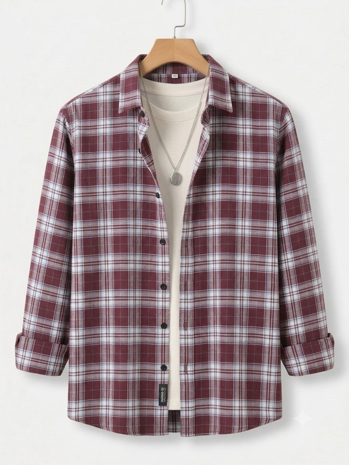 Image of METRONAUT Men Checkered Casual Maroon Shirt