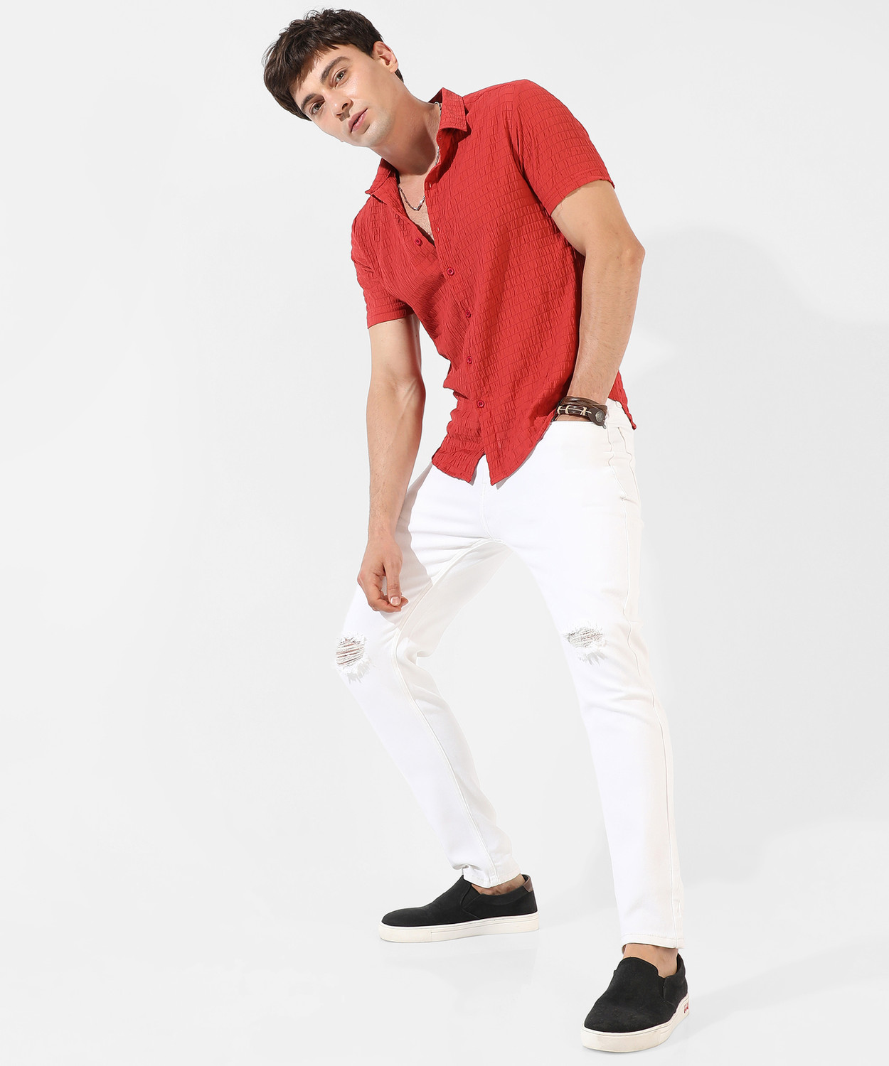 Image of CAMPUS SUTRA Men Printed Casual Red Shirt
