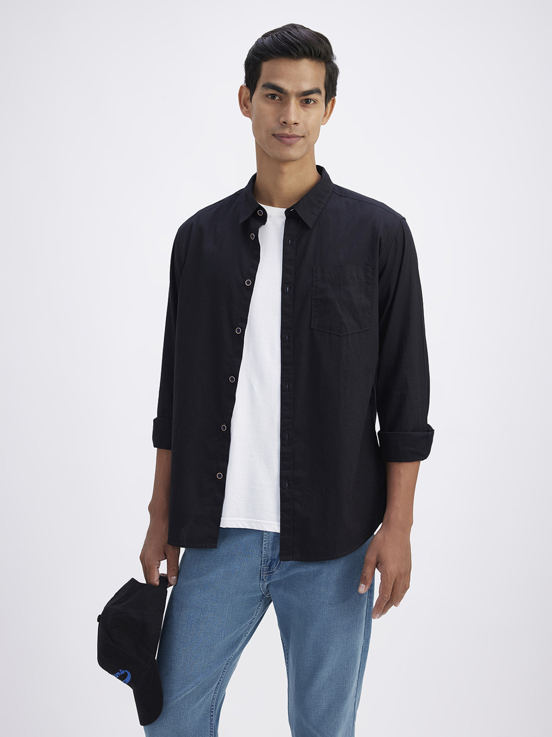 Image of Pepe Jeans Men Solid Casual Black Shirt