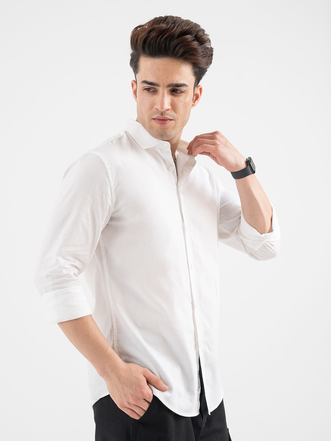 Image of RED TAPE Men Solid Formal White Shirt