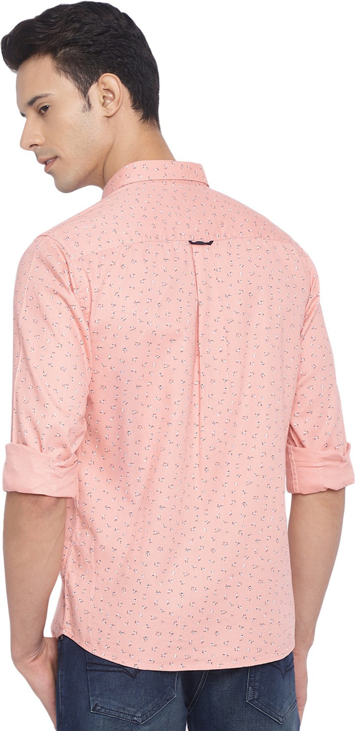 Image of CANTABIL Men Printed Casual Pink, Blue, Beige Shirt