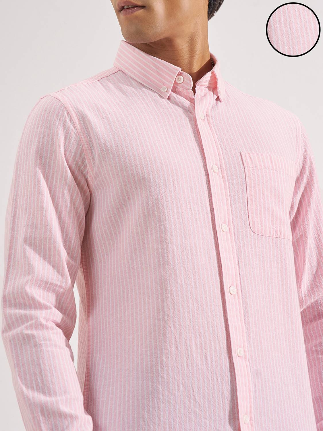 HIGHLANDER Men Striped Pink Shirt - Image 5