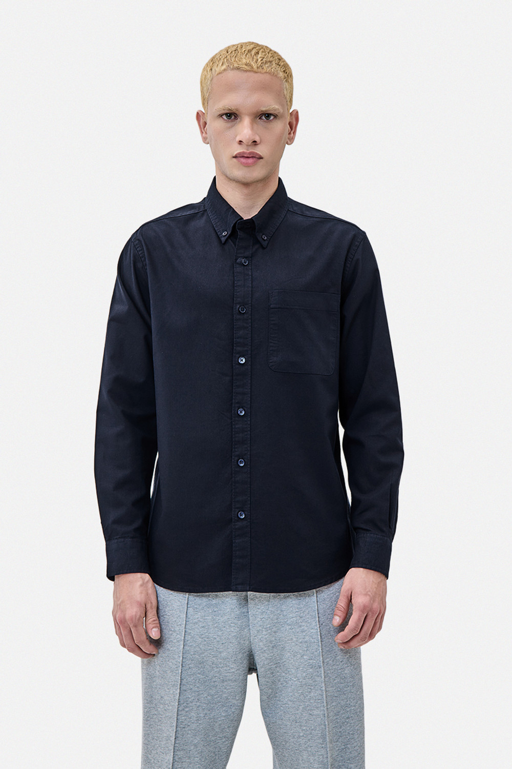 Image of Snitch Men Solid Casual Blue Shirt