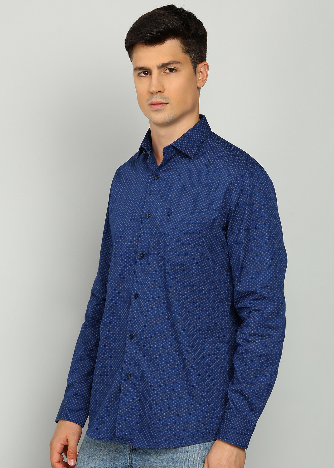 Image of Allen Solly Men Printed Casual Blue Shirt